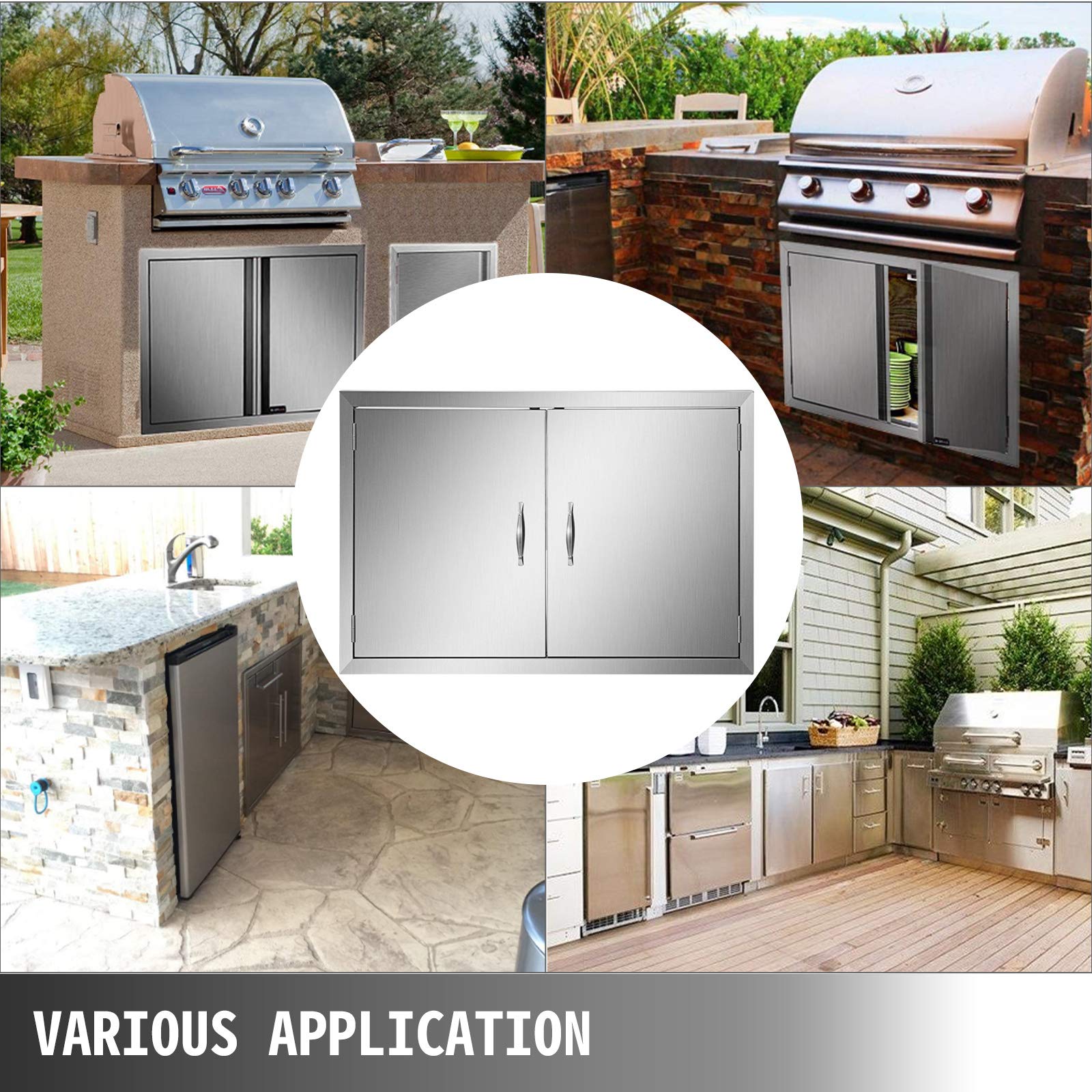 Mophorn BBQ Access Door 39W x 26H Inch, Double BBQ Door Stainless Steel