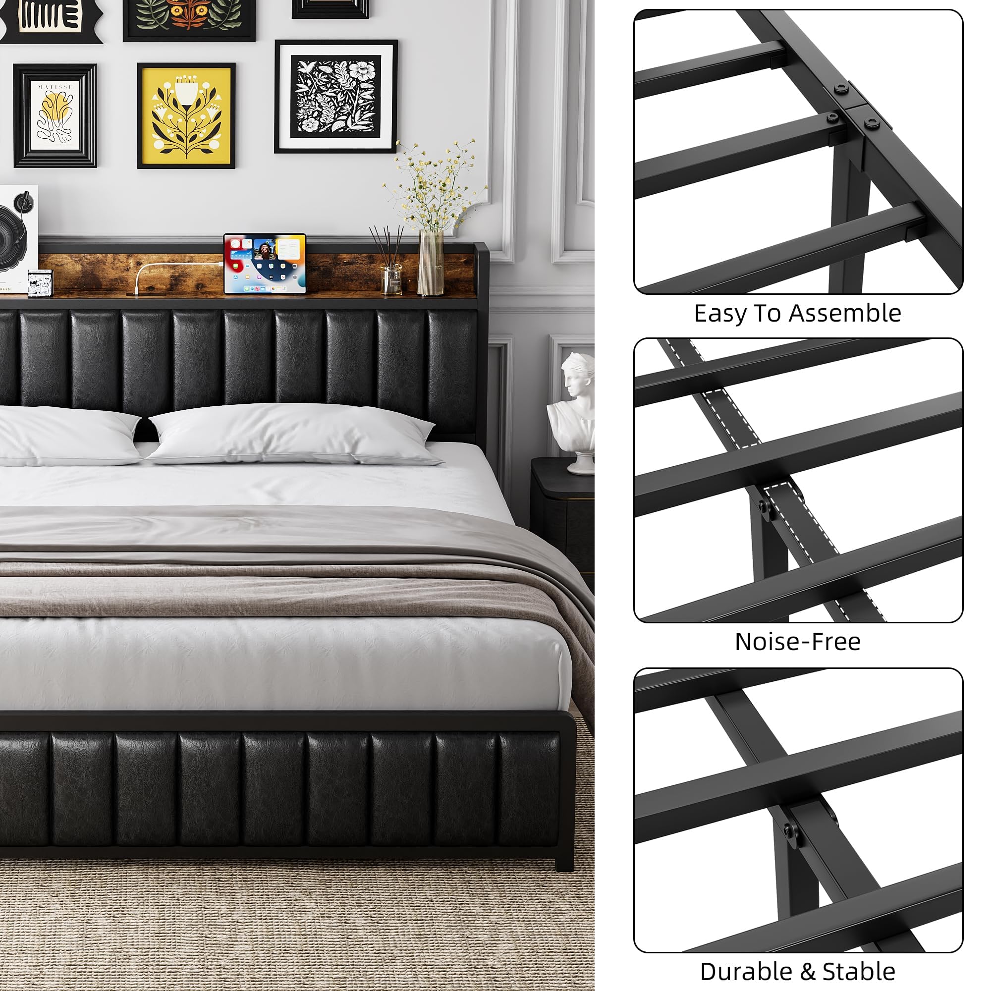 Amazon.com: IDEALHOUSE 2024 New Bed Frame with Storage