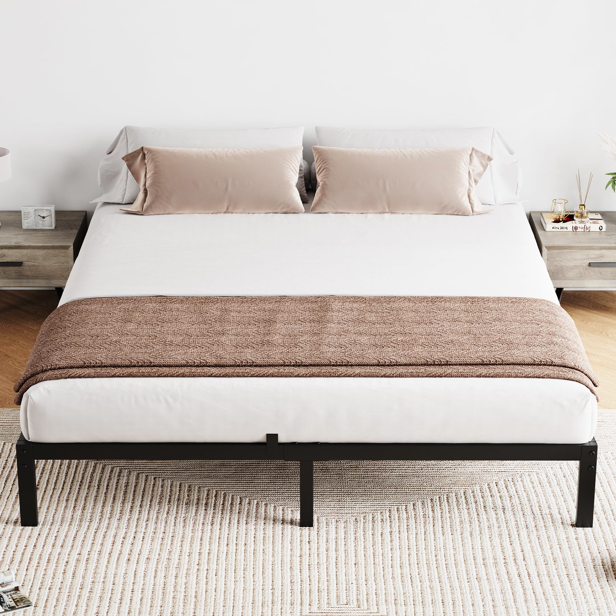 IDEALHOUSE 10 Inch Full Size Bed Frame with Under Bed Storage, Heavy Duty Mattress Foundation, Easy Assembly, No Box Spring Needed,75.2"Dx54.1"Wx10"H