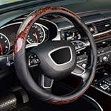 KAFEEK Wood Grain Steering Wheel Cover, Universal 15 inch, Microfiber Leather,Anti-Slip, Odorless