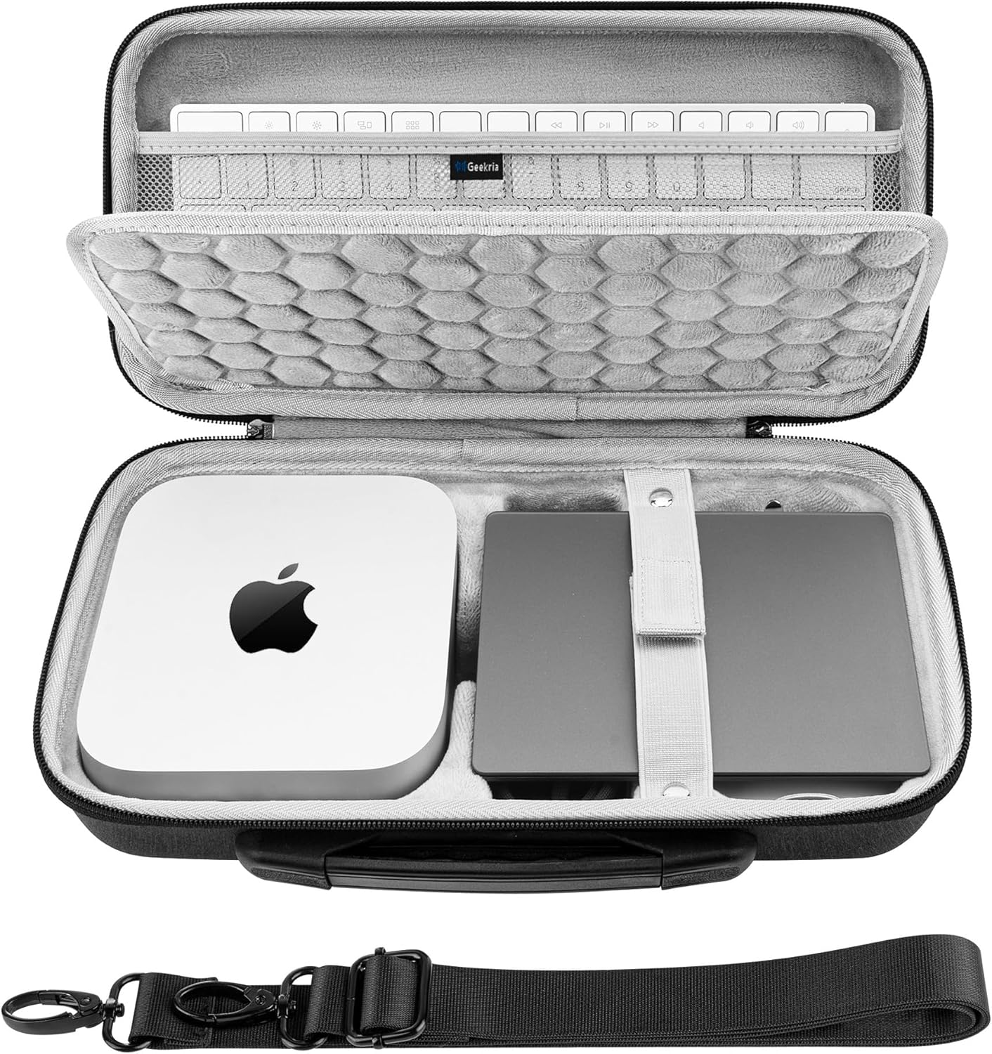 Geekria Desktop Computer Hard Travel Case, Compatible with Apple 2024 Mac mini M4 / Mac mini Pro, Fit for Magic Keyboard, Mouse, Trackpad and Accessories (Dark Gray) Dark Grey
