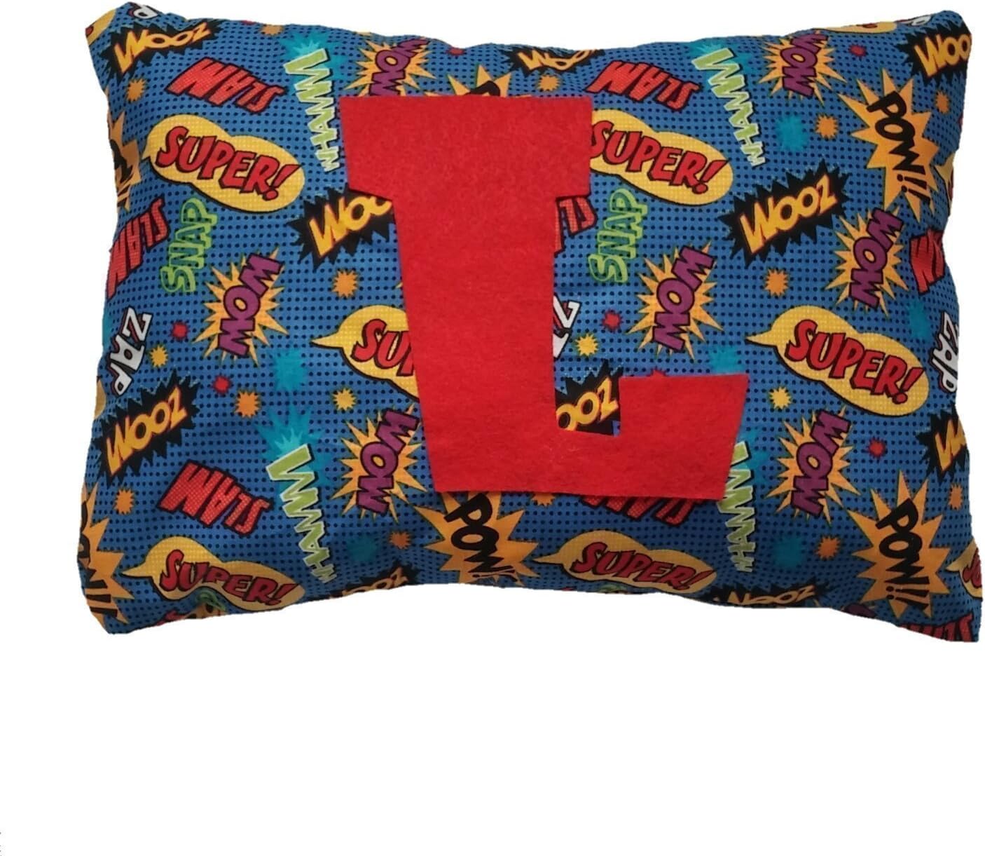 Superhero Themed Personalized Decorative Throw Pillow for Kids - comic words print