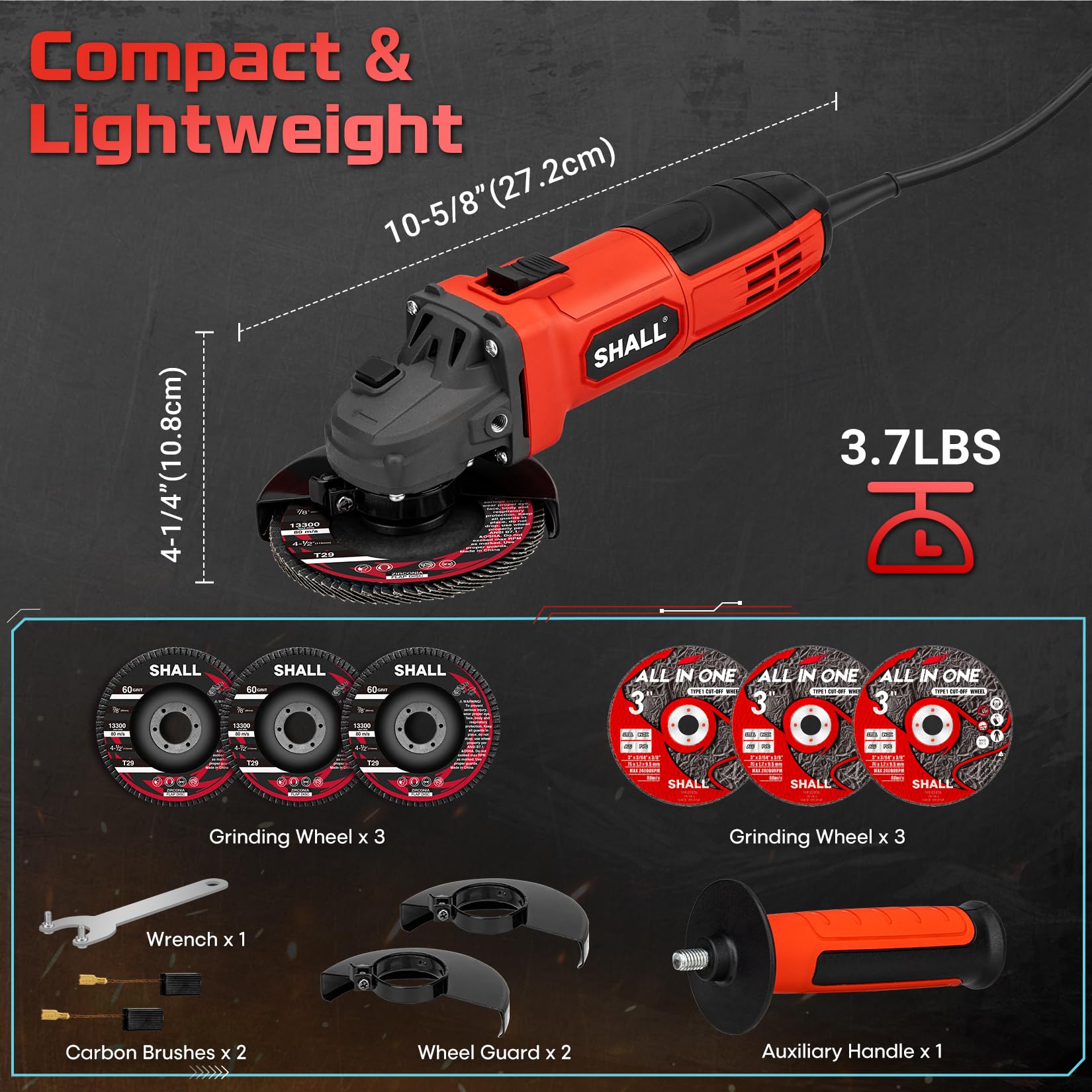 SHALL Angle Grinder - 11000 RPM, 4 Amp, Cutting & Grinding -6 SHALL Angle Grinder - 11000 RPM, 4 Amp, Cutting & Grinding -6