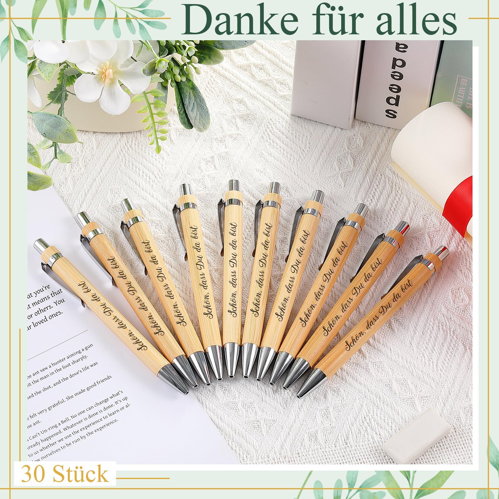 24 sets geluksstift, balpen, cadeaus met kaart en spreuk