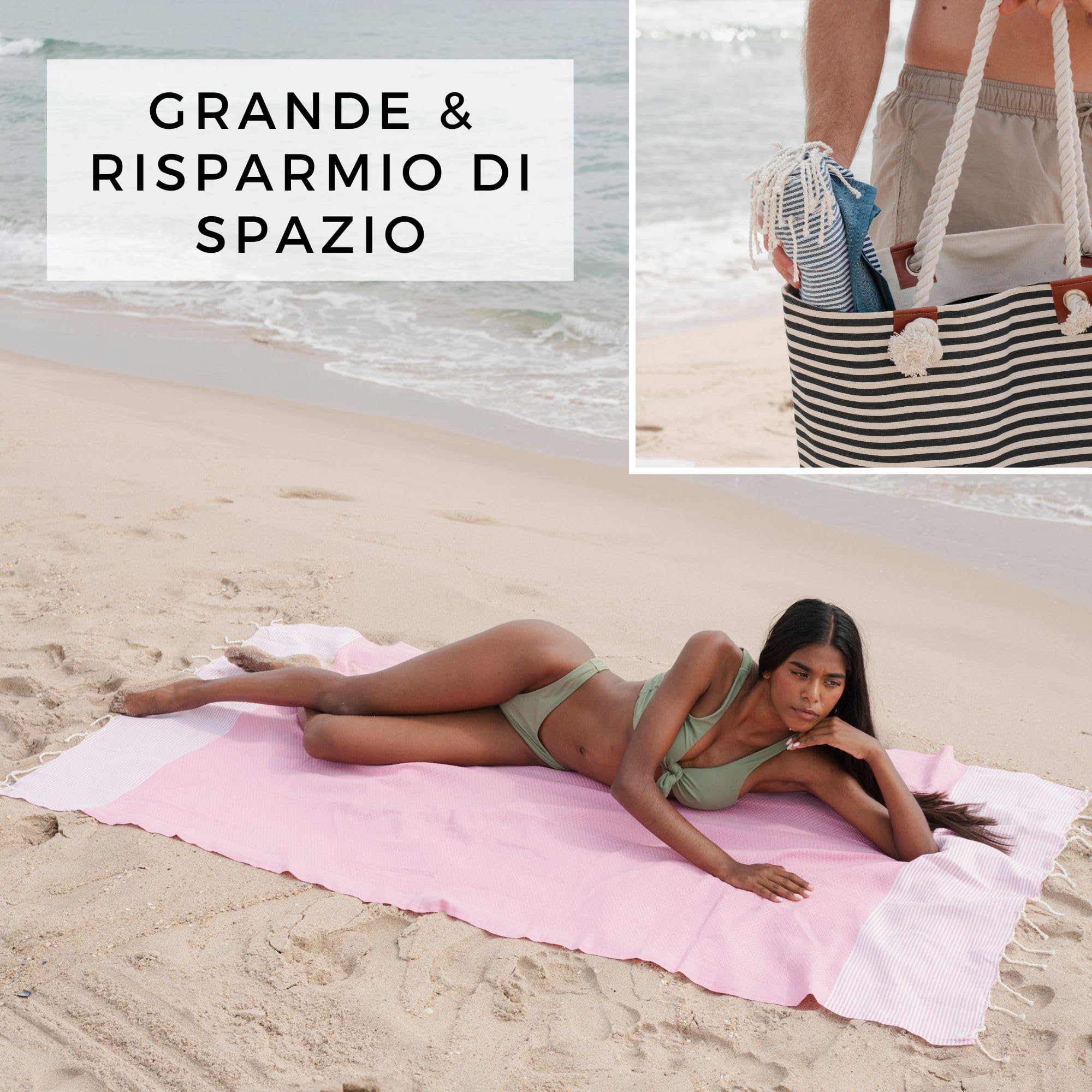furora HOLIDAY Telo Mare Cotone - Grande 200x100 cm - Ultra Leggero - Asciugatura Rapida | Asciugamano Mare Donna e Uomo: Facile da Pulir - multifunzionale per Spiaggia, Piscina, Viaggio, Outdoor