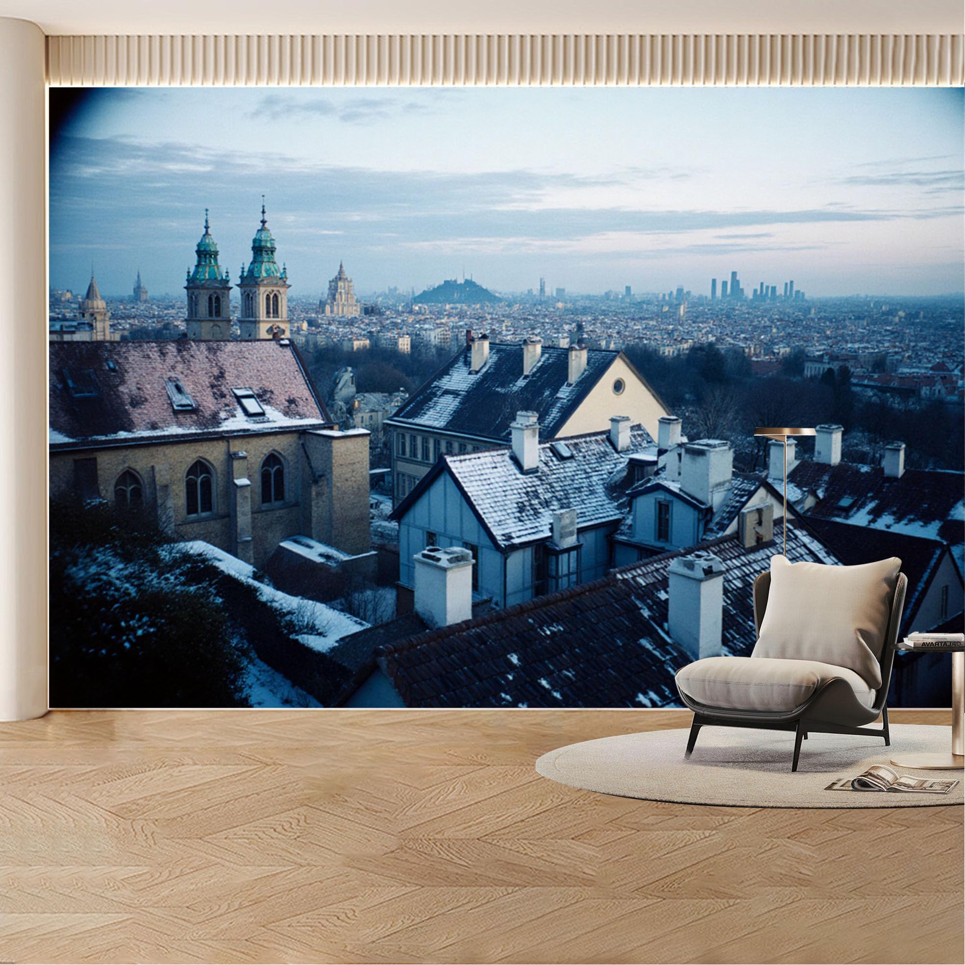 Custom Wall Mural Wallpaper Cityscape Landscape Modern Wall Decor Large Wall Art Vintage Misty Removable SelfAdhesive Large Photo for Living Room， Bedroom， Office