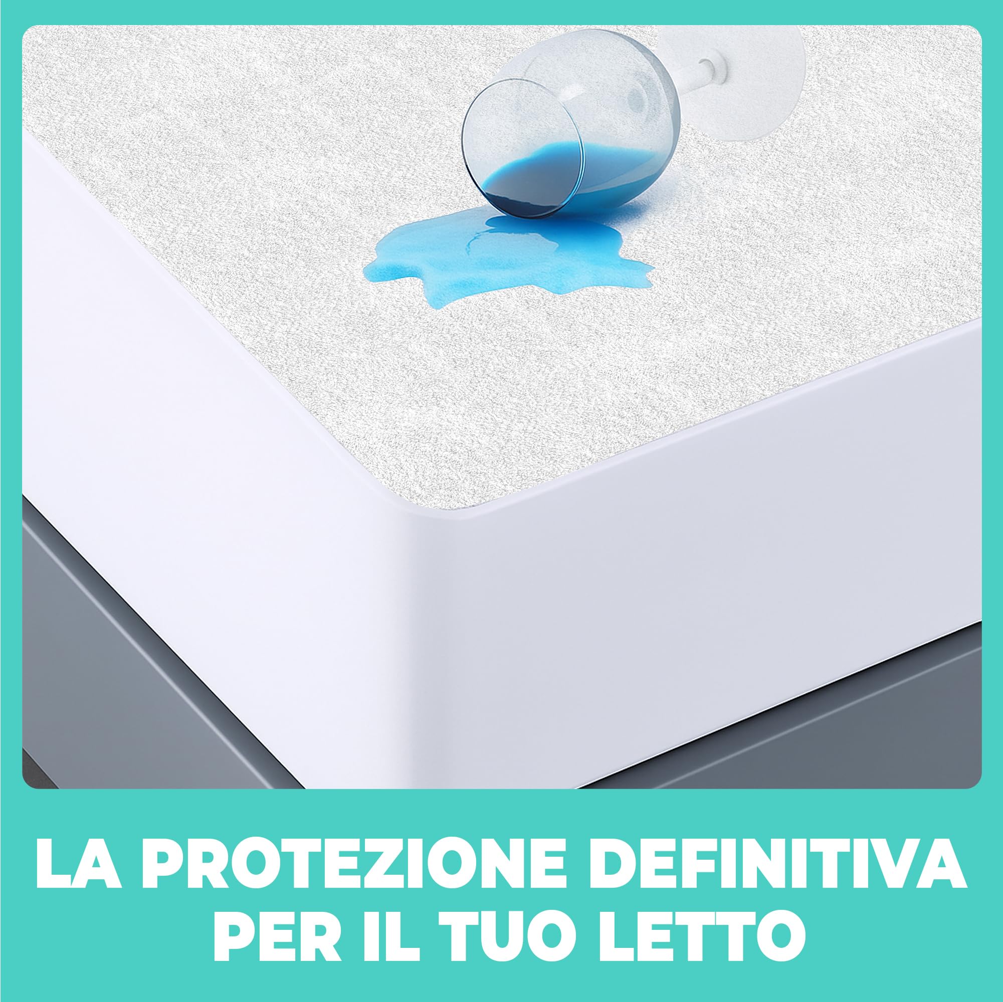 Coprimaterasso Matrimoniale Impermeabile 160x200 cm Lenzuolo con Angoli Bianco in Cotone e Microfibra Protezione per Letto Salva Materasso Traversa Traspirante Anallergico Lavabile in Lavatrice
