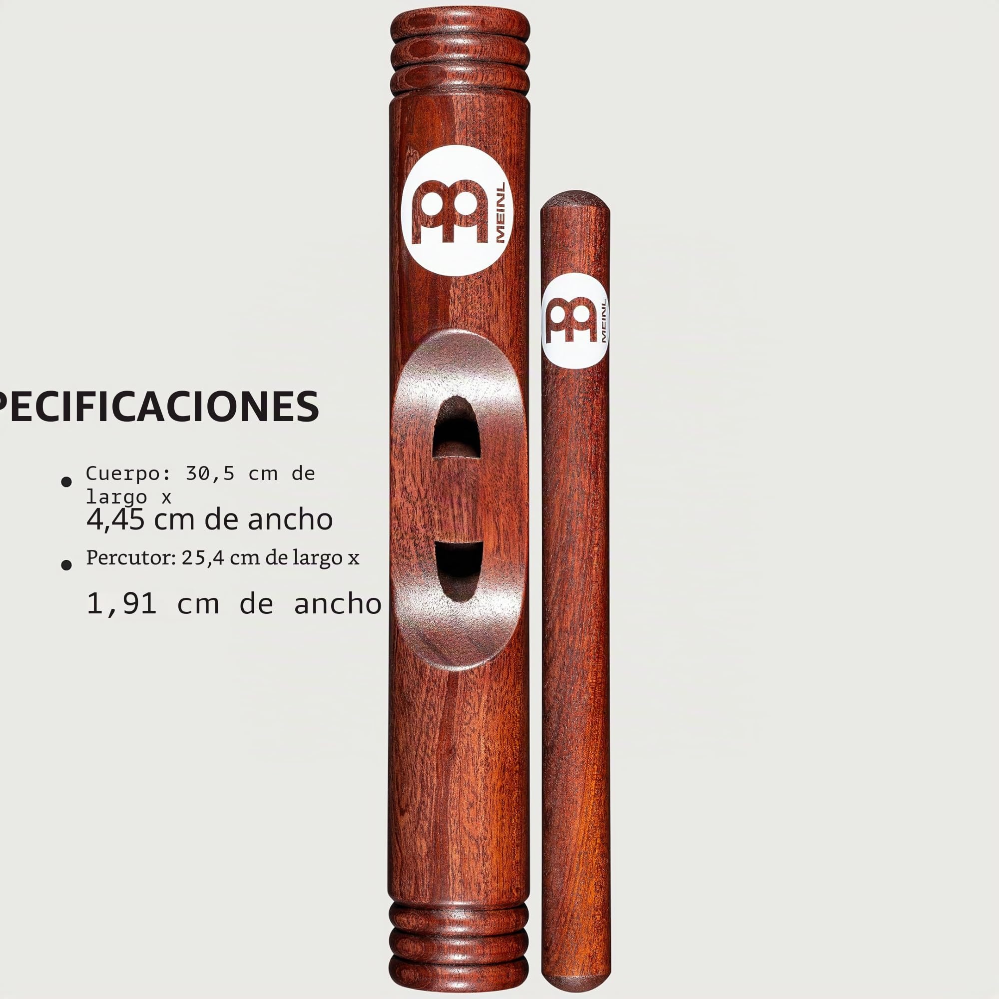 Meinl Percussion CL3RW - Claves de madera color rojo, Large