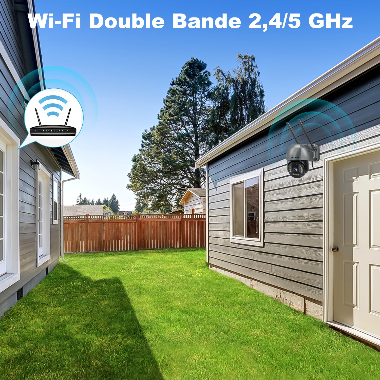 GENBOLT 4K PoE Caméra Surveillance WiFi Extérieure,8MP 2.4&5GHz PTZ Caméra