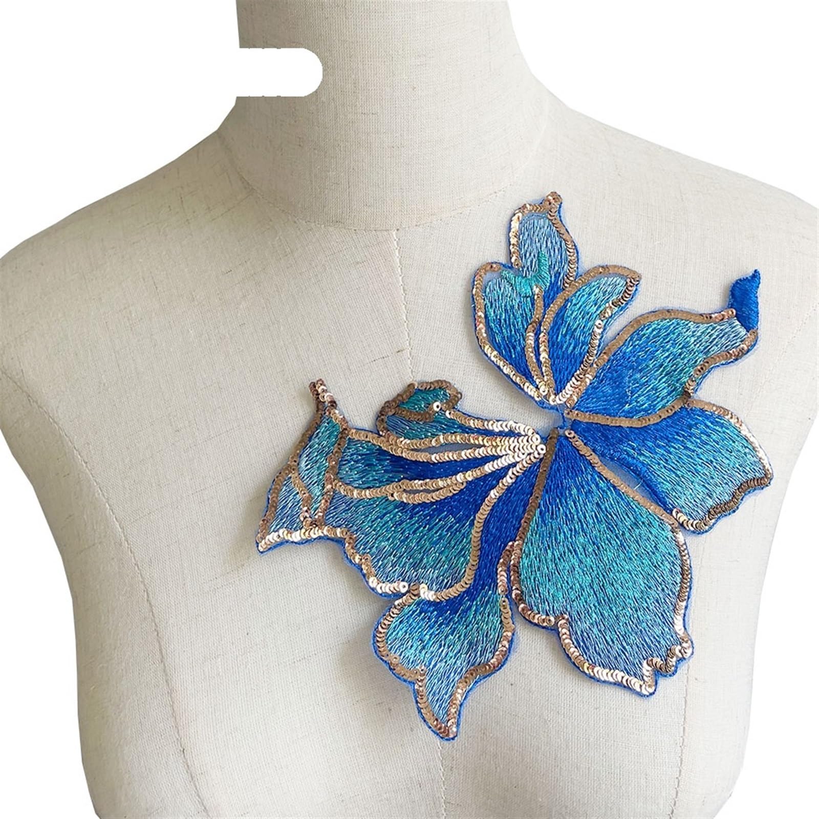 Geborduurde patch 2 stuks bloem borduurwerk patch pailletten organza