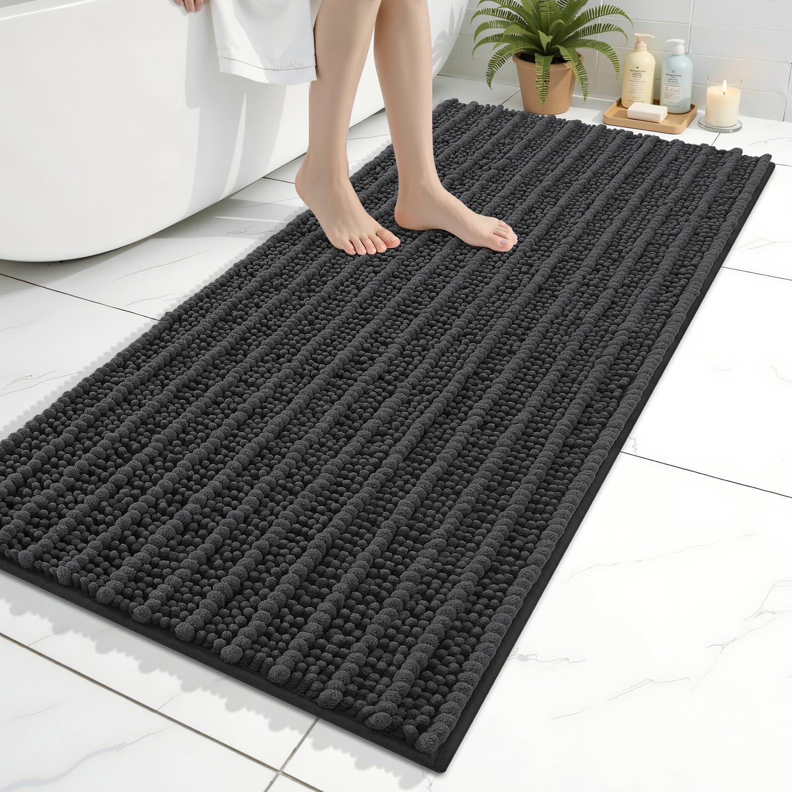 Arotive Bathroom Rugs Mat 45x27, Soft Absorbent Chenille Shaggy Bath Mat