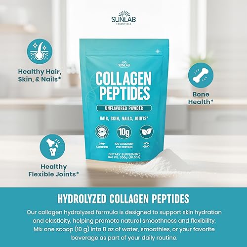 Miniatura 5 de Péptidos de colágeno en polvo hidrolizado bovino (sin sabor) tipo I y III suplemento para cabello, piel, uñas y apoyo articular - Colágeno para