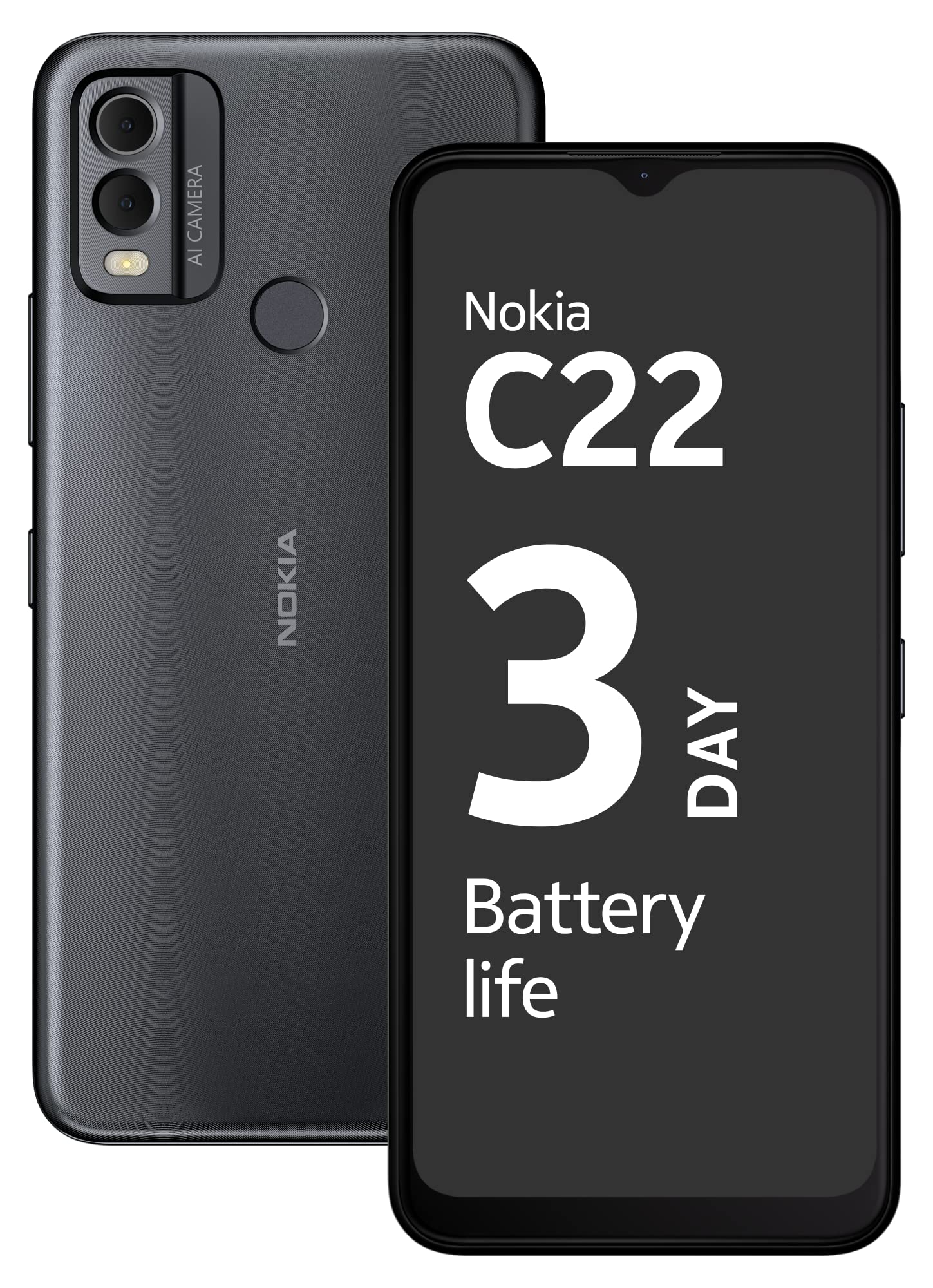 Nokia C22 | 3-Day Battery Life | 6GB RAM (4GB RAM + 2GB Virtual RAM) | 13 MP Dual Rear AI Camera with Night & Portrait Mode | IP52 | Charcoal (B0C4PVZCVL) Amazon Price History, Amazon Price Tracker