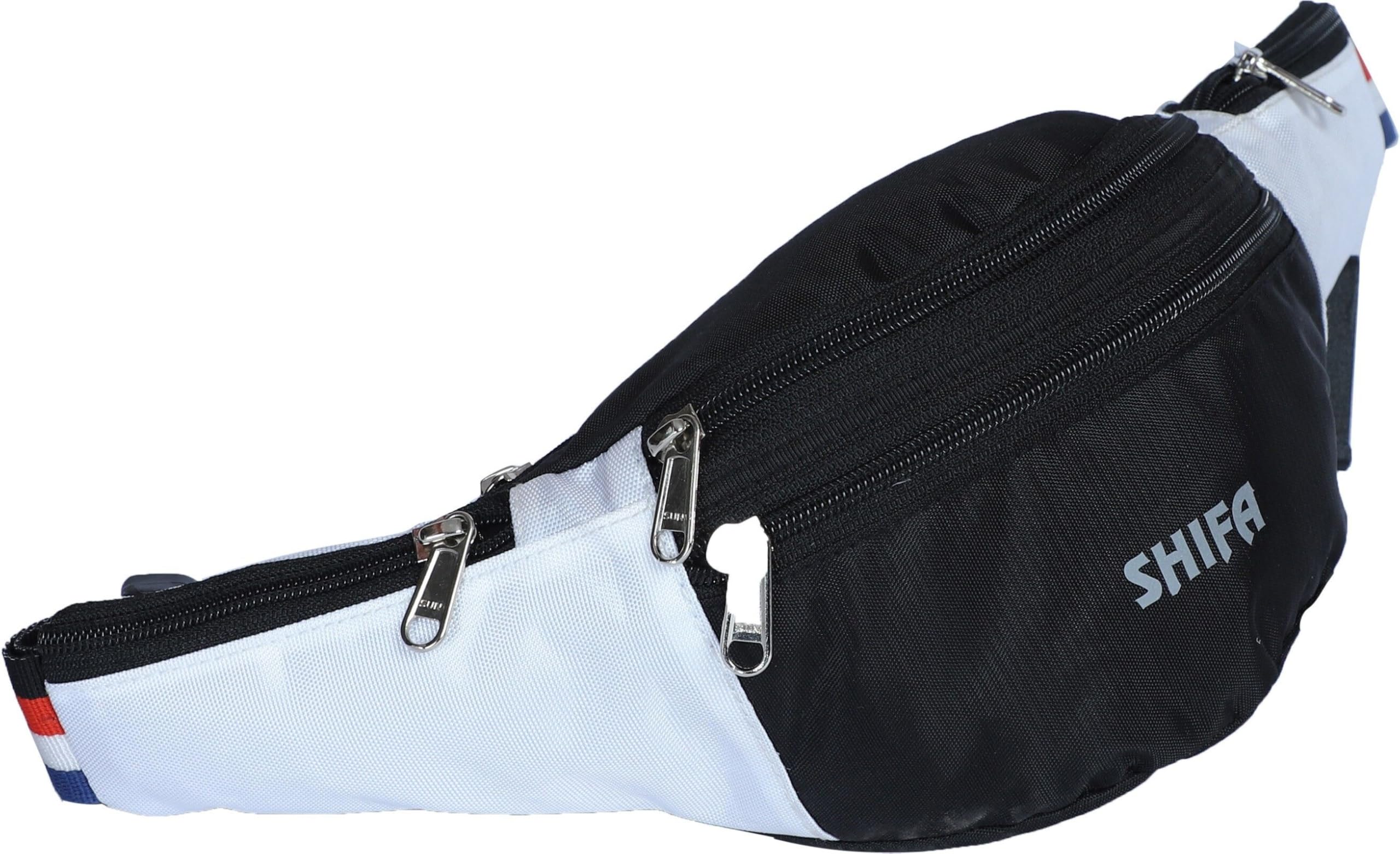 Waist Bag with Adjustable Strap 3L Polyester Fanny Pack for Men and Women | 5 Compartments Black White Utility Pouch-image-44