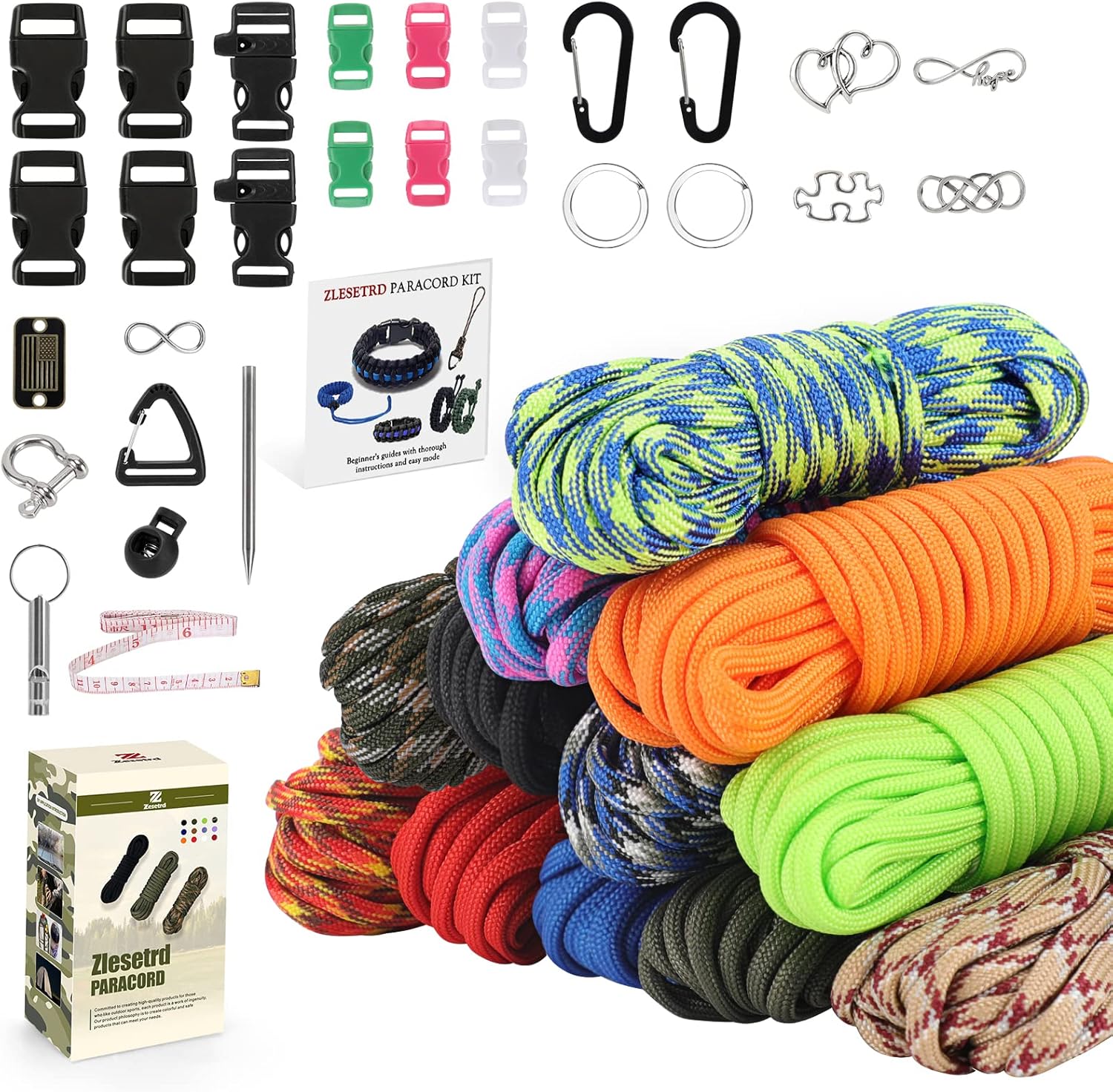ZLesetrd Paracord Bracelet Kit, 20ft 552 Paracord Kit for