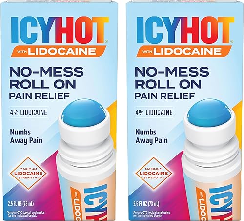 Icy Hot Líquido de lidocaína para aliviar el dolor de máxima resistencia, aplicador sin ensuciar, 2.5 onzas, paquete de 2