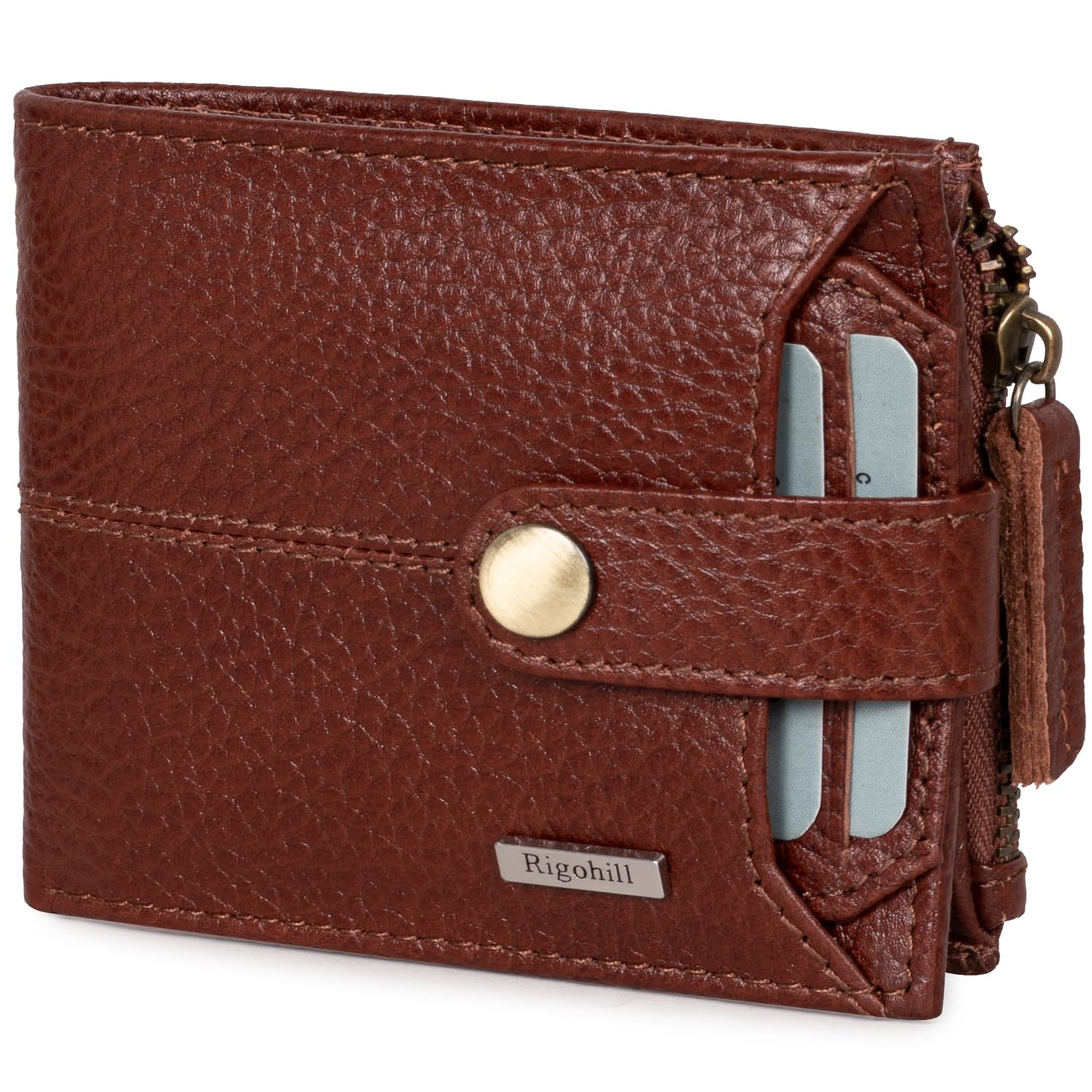 RIGOHILL Doger Rust Embossed Mens Leather Wallet | Leather Wallet for Men | RFID Mens Wallet