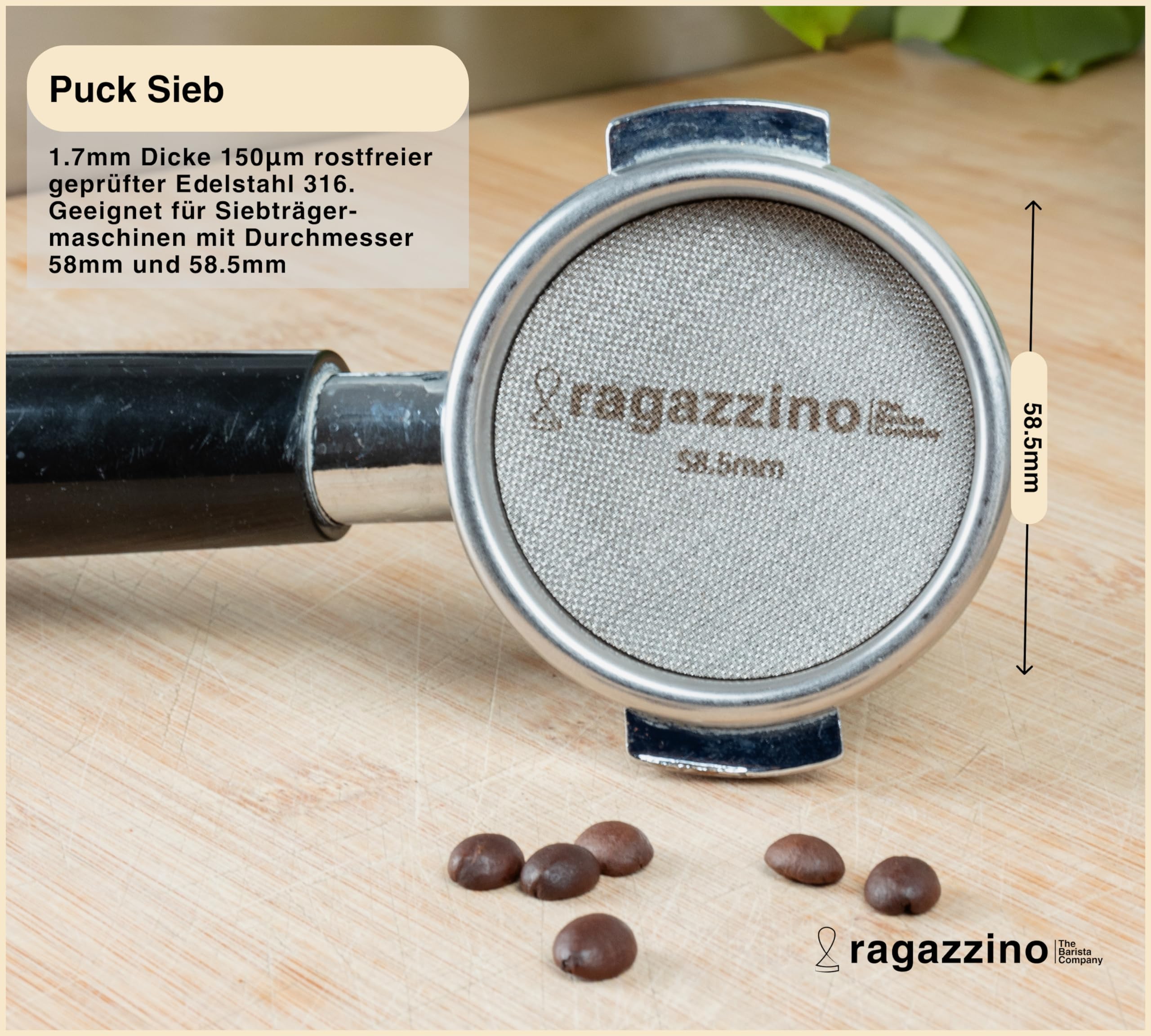 Puck Screen 58.5 Mm - Edelstahl Espresso Sieb Für Siebträger, 2 Stück Set