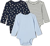 Amazon Essentials x Sofia Grainge Unisex Baby Long Sleeve Crewneck Bodysuit - Soft Cotton Stretch, Grow-With-Me Snaps