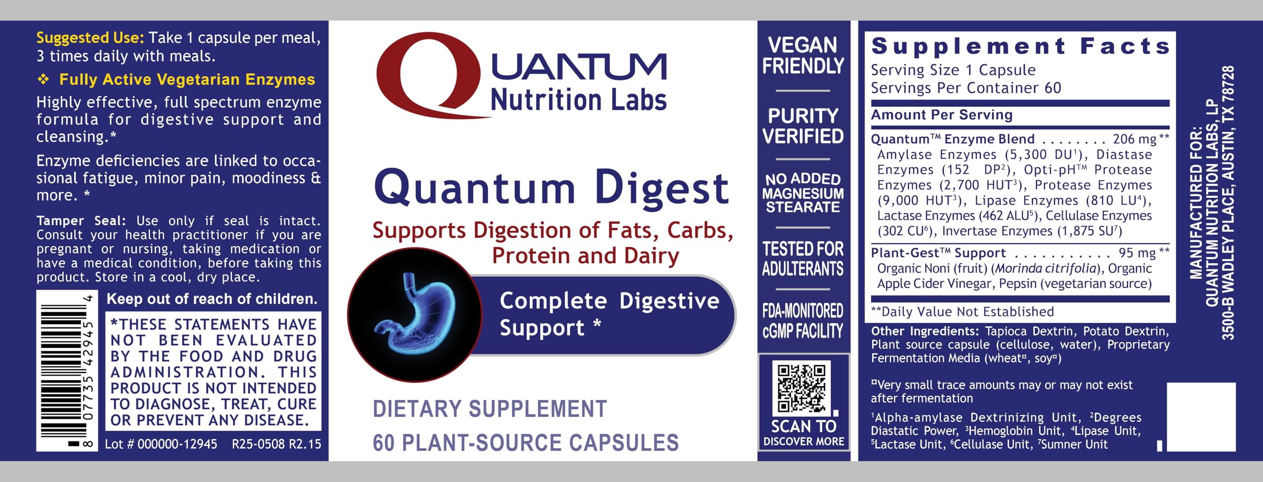 Quantum Nutrition Labs Quantum Digest - 60 Vegetarian Capsules — Amazon image 4