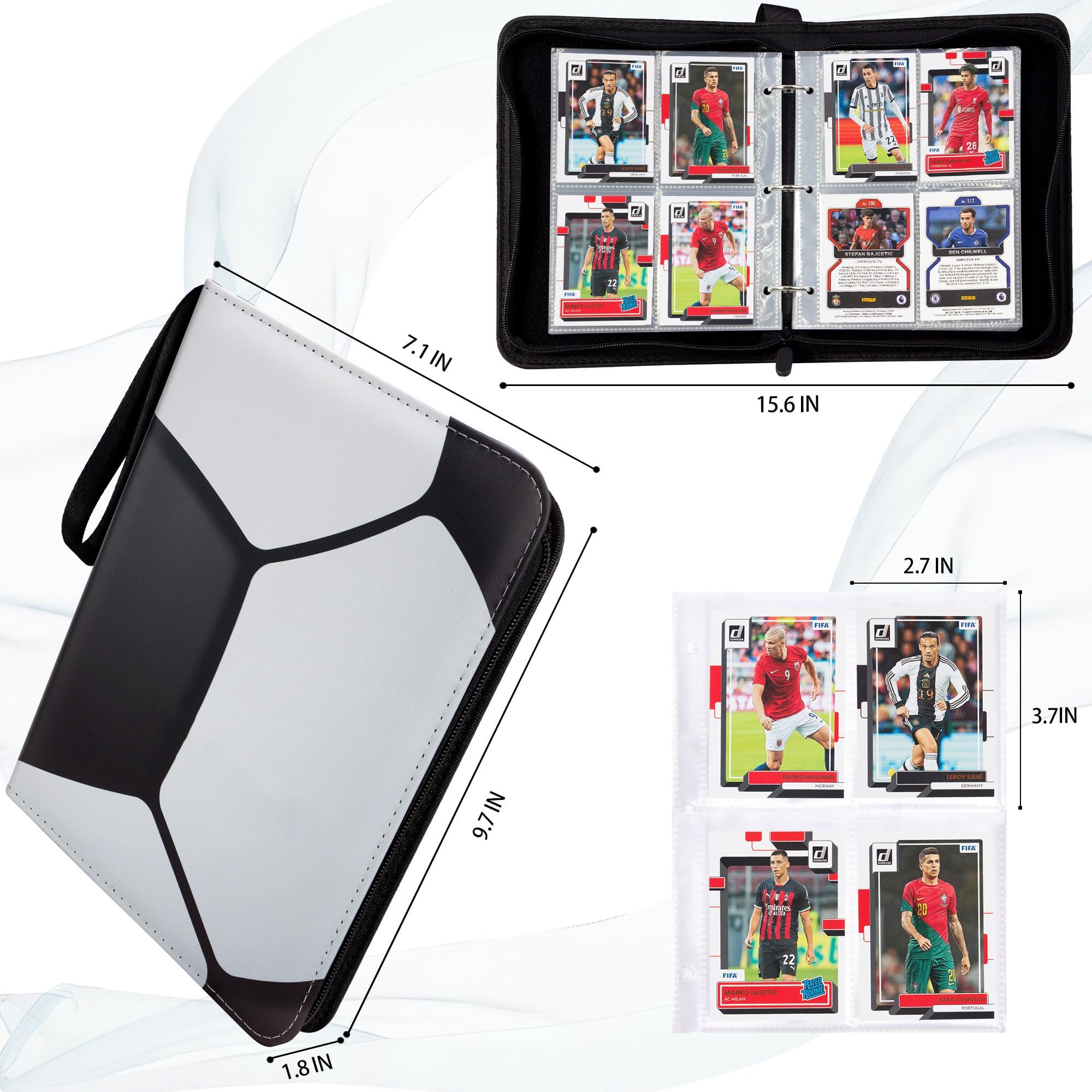 Album De Cartes Football - 400 Pochettes - 50 Pages - 4 Compartiments - Couverture Football - Cadeau Collectionneur
