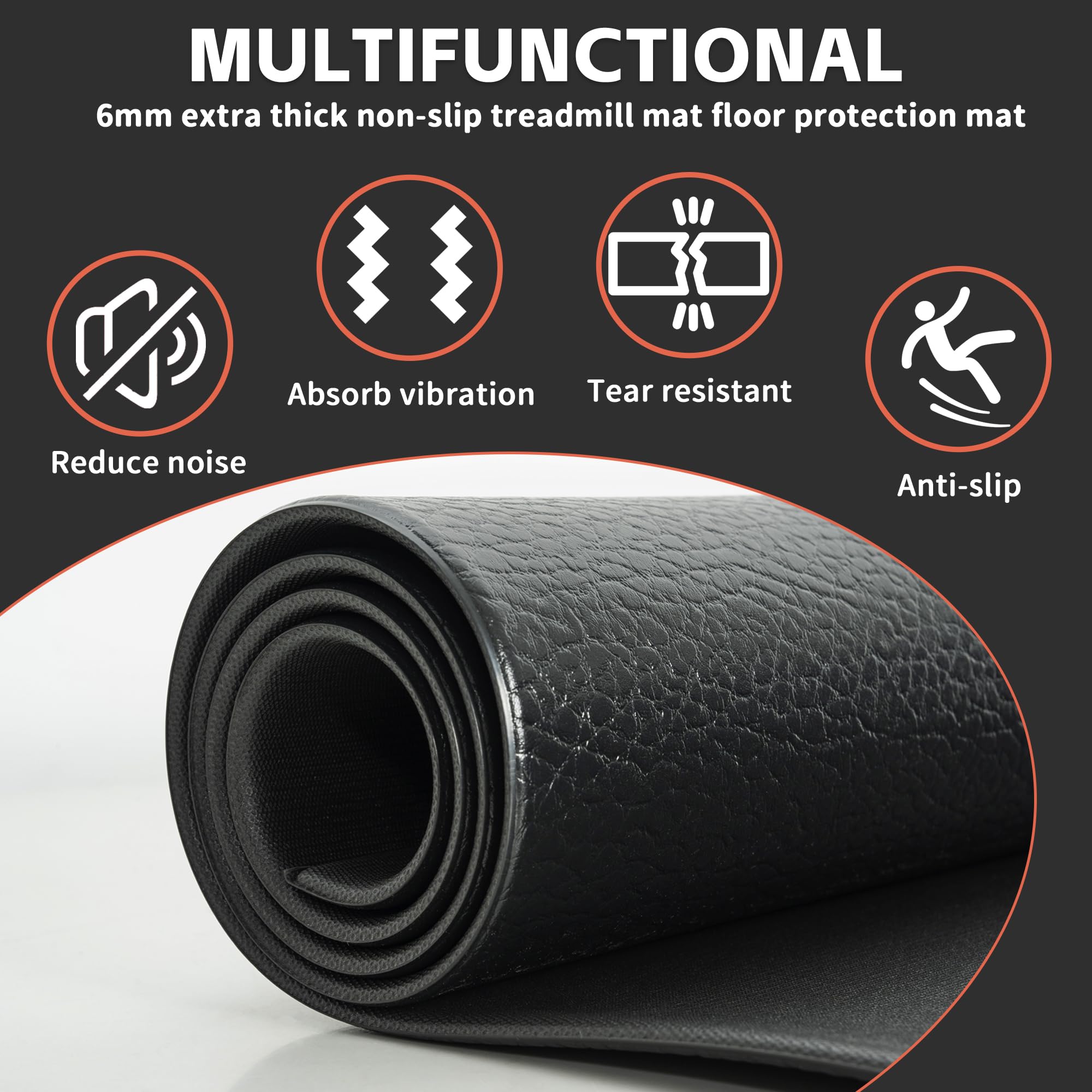 AKOZLIN Tapis de Protection de Sol pour équipements de Sport(180 * 90cm) | pour équipements de sport, appareils de fitness, crosstrainer et tapis de course,6 mm en PVC haute densité