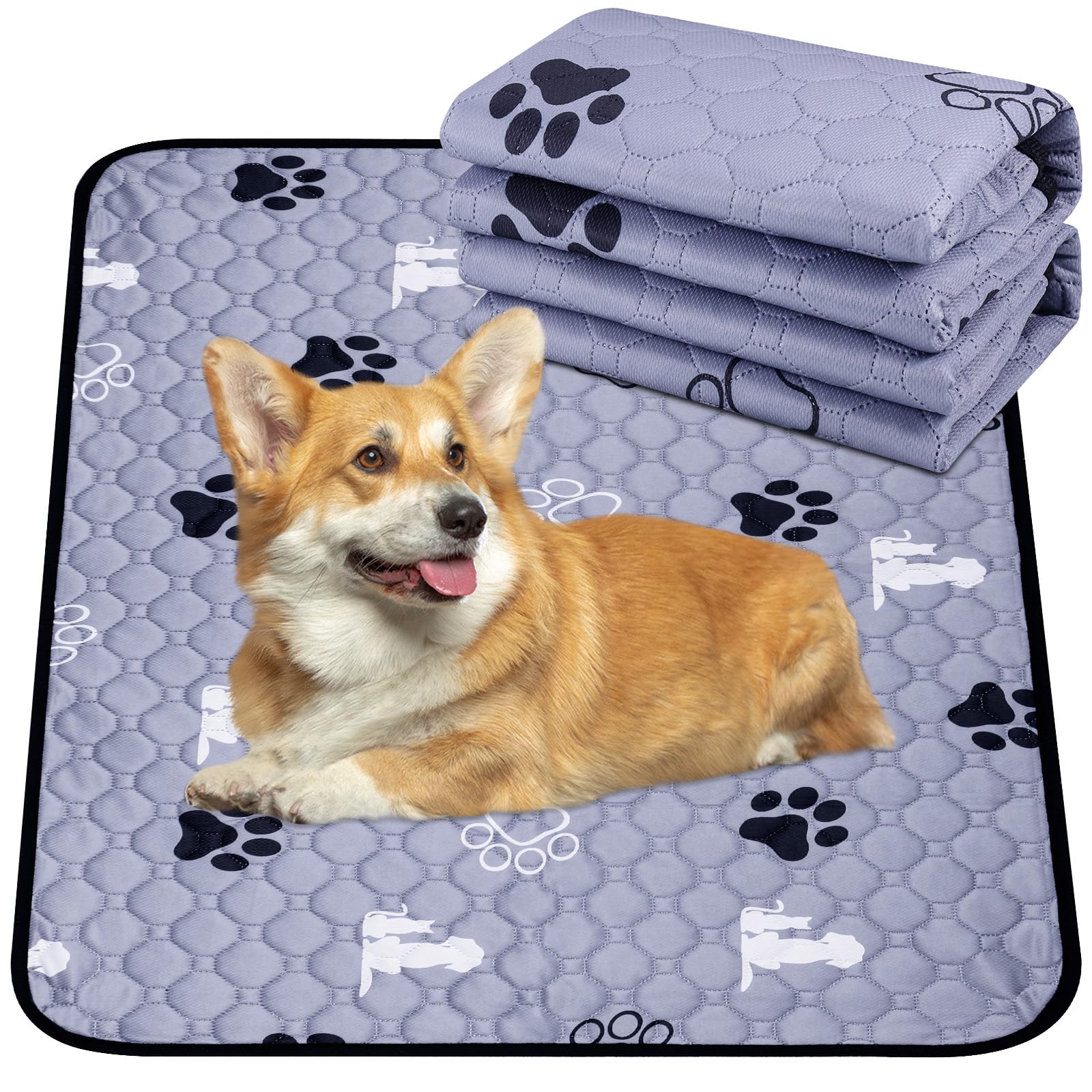 MICHIHOMIE 2 Pack Washable Puppy Pads, Reusable Dog Training Pads, Non-Slip Dog Pee Pad for Playpen Crate, Floor, 60x90cm