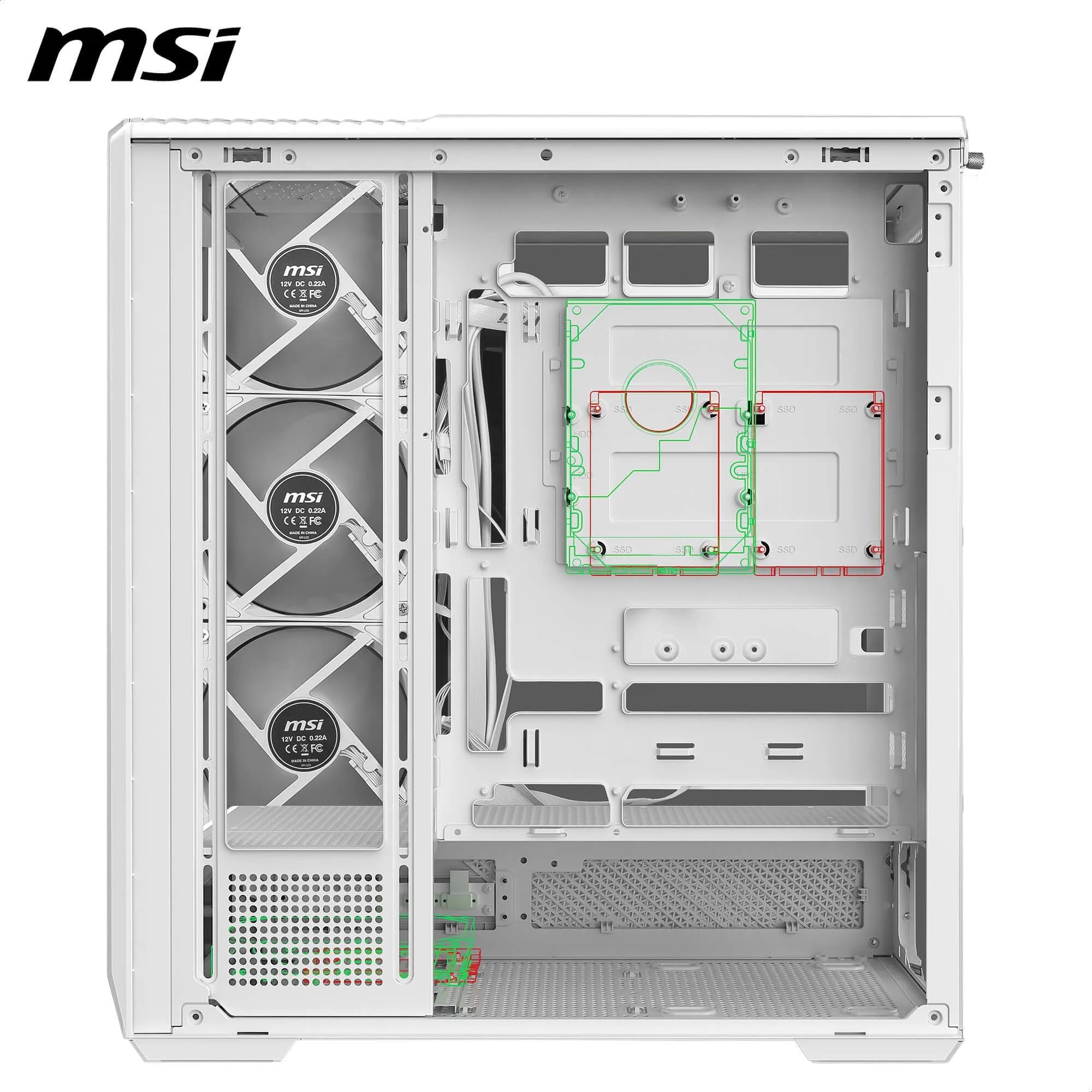 MSI MAG PANO 130R PZ White Boîtier PC Gaming ATX, Micro-ATX et Mini-ITX