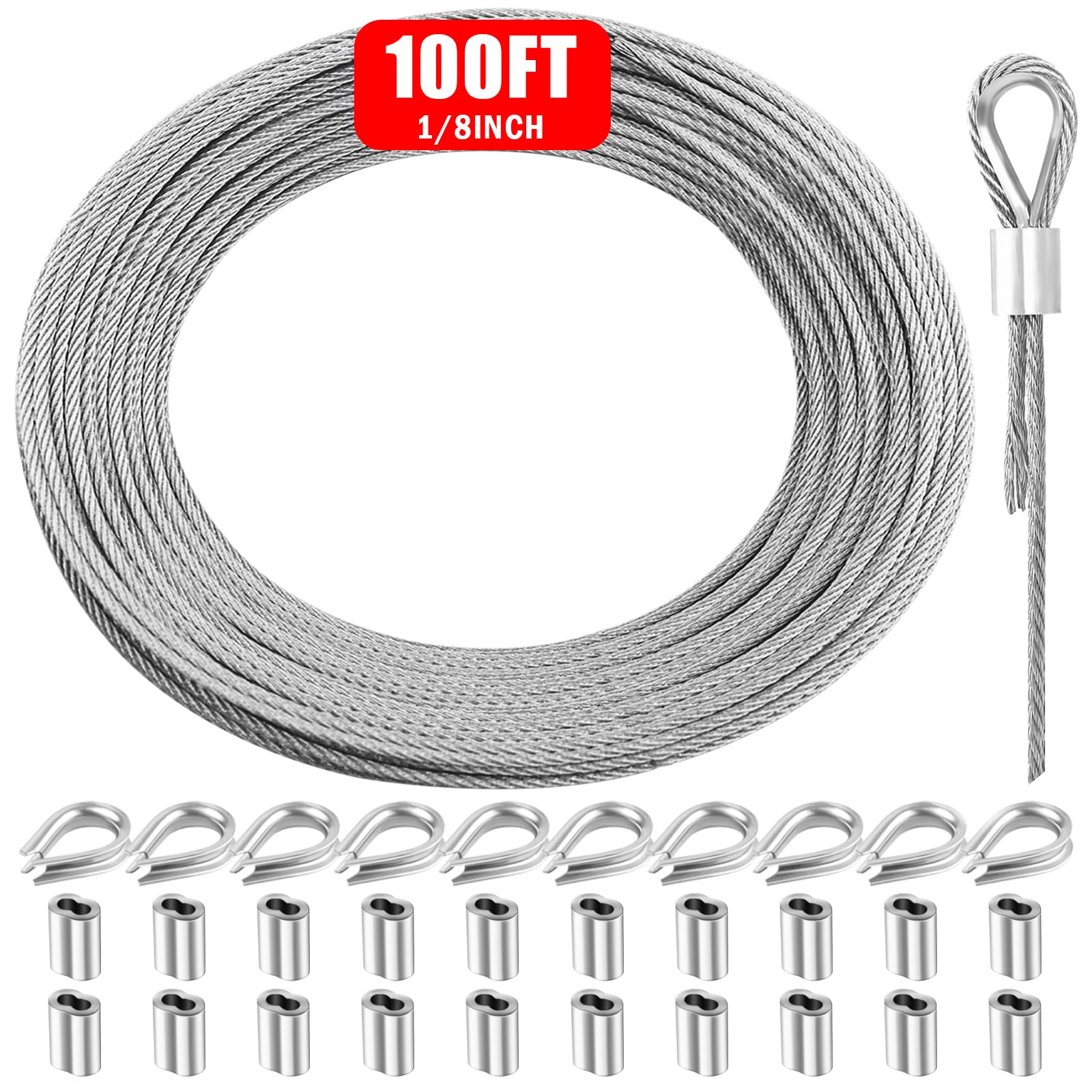 Cable de avión de 7x7 hebras de acero inoxidable con 10 fundas de aluminio 8