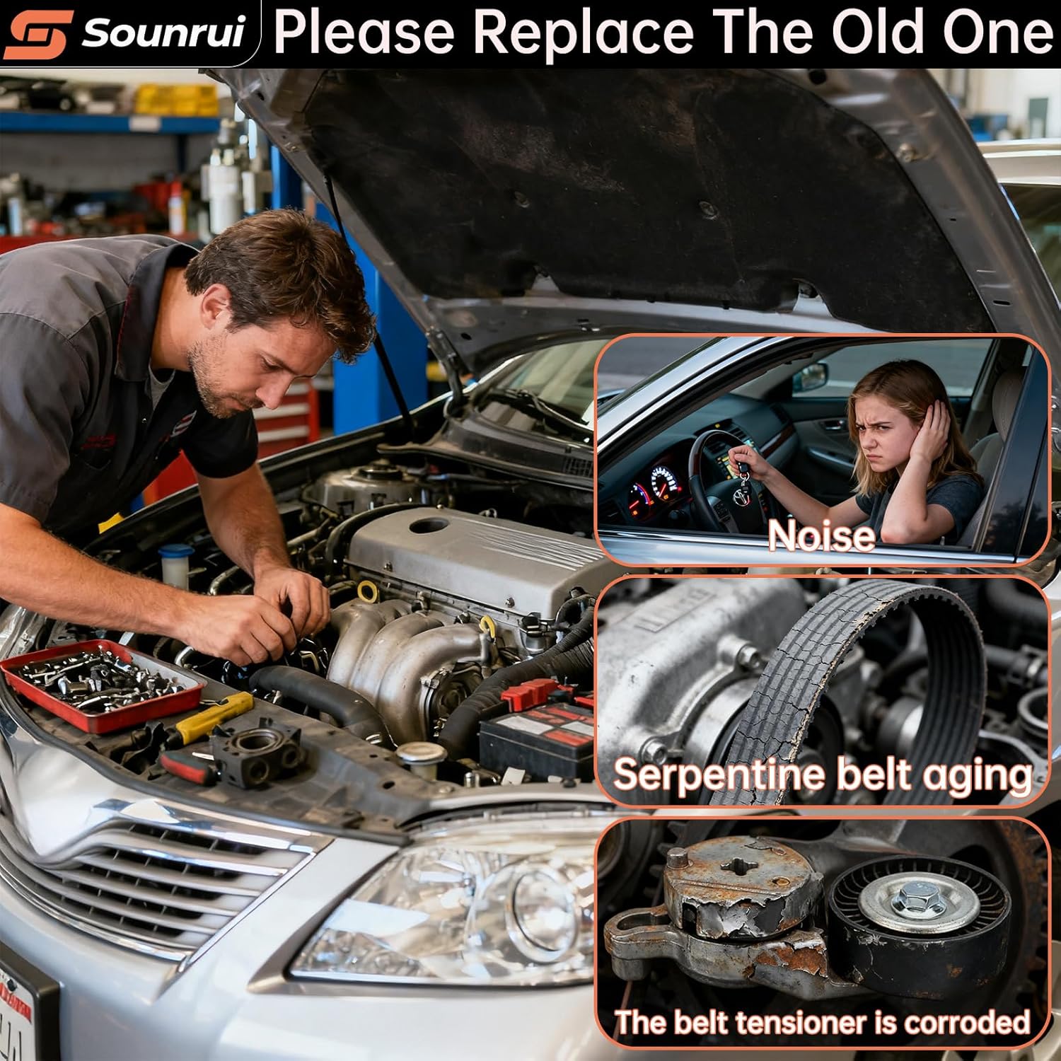 Serpentine Belt Kit & Tensioner Assembly for Toyota Camry RAV4 2.5L (2009-2018), Replaces 166200V020 16604-0V010, 6PK1245 Drive, Compatible with 2AR-FE Engine