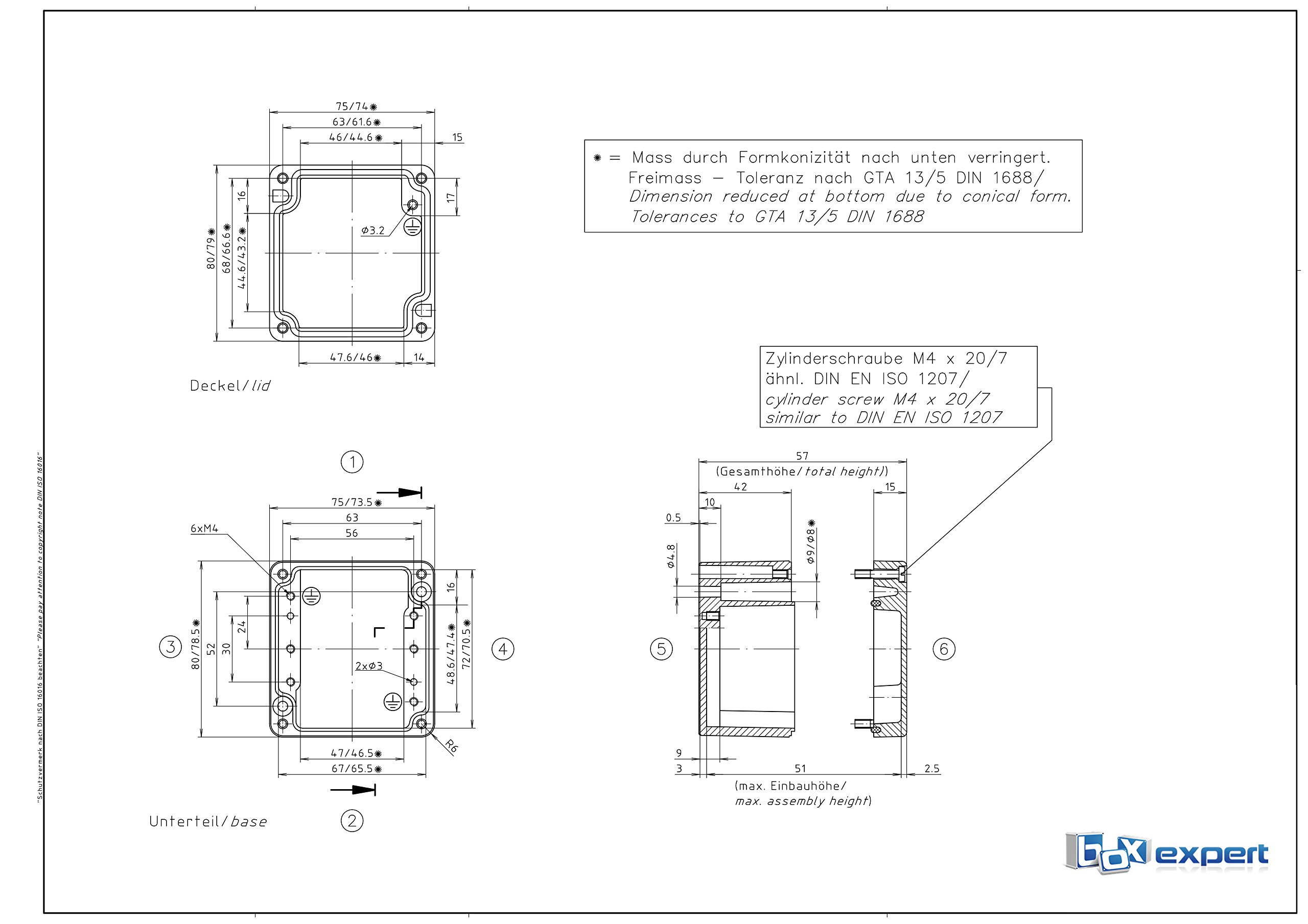 BOXEXPERT contenitori industriali in alluminio Alster serie Alster 75x80x57mm IP 66 grigio RAL7001 scatola di distribuzione da quadro elettrico