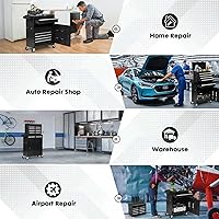 Vista 7 de 5-Drawer Rolling Tool Chest with Detachable Top Box, Lockable Wheels, Adjustable Shelf, and Liner, Heavy-Duty Metal Tool Cart for Garage and