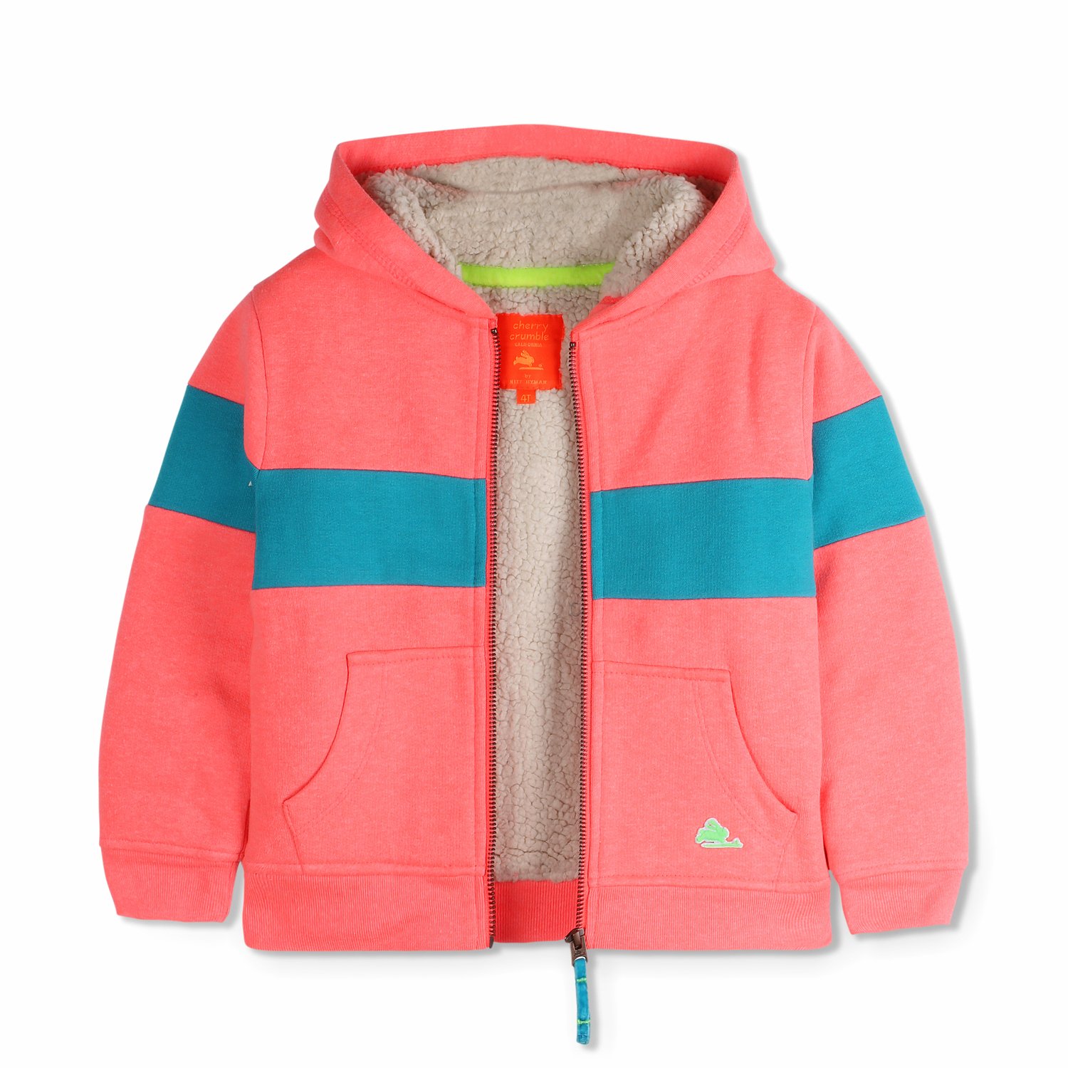 CHERRY CRUMBLEBright Peach Solid With Cut & Sew Fleece & Sherpa Cotton Blend Boys & Girls Casual Snug Sherpa Winter Warm Zipper Sweatshirt (7L-SWSHRT-0775)