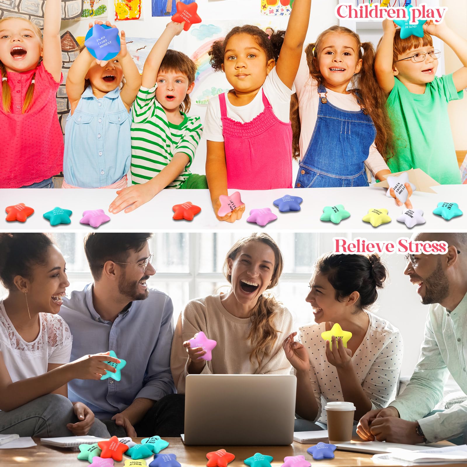 Snapklik.com : Sotiff 100 Pack Star Stress Balls Bulk For Adults Kids ...