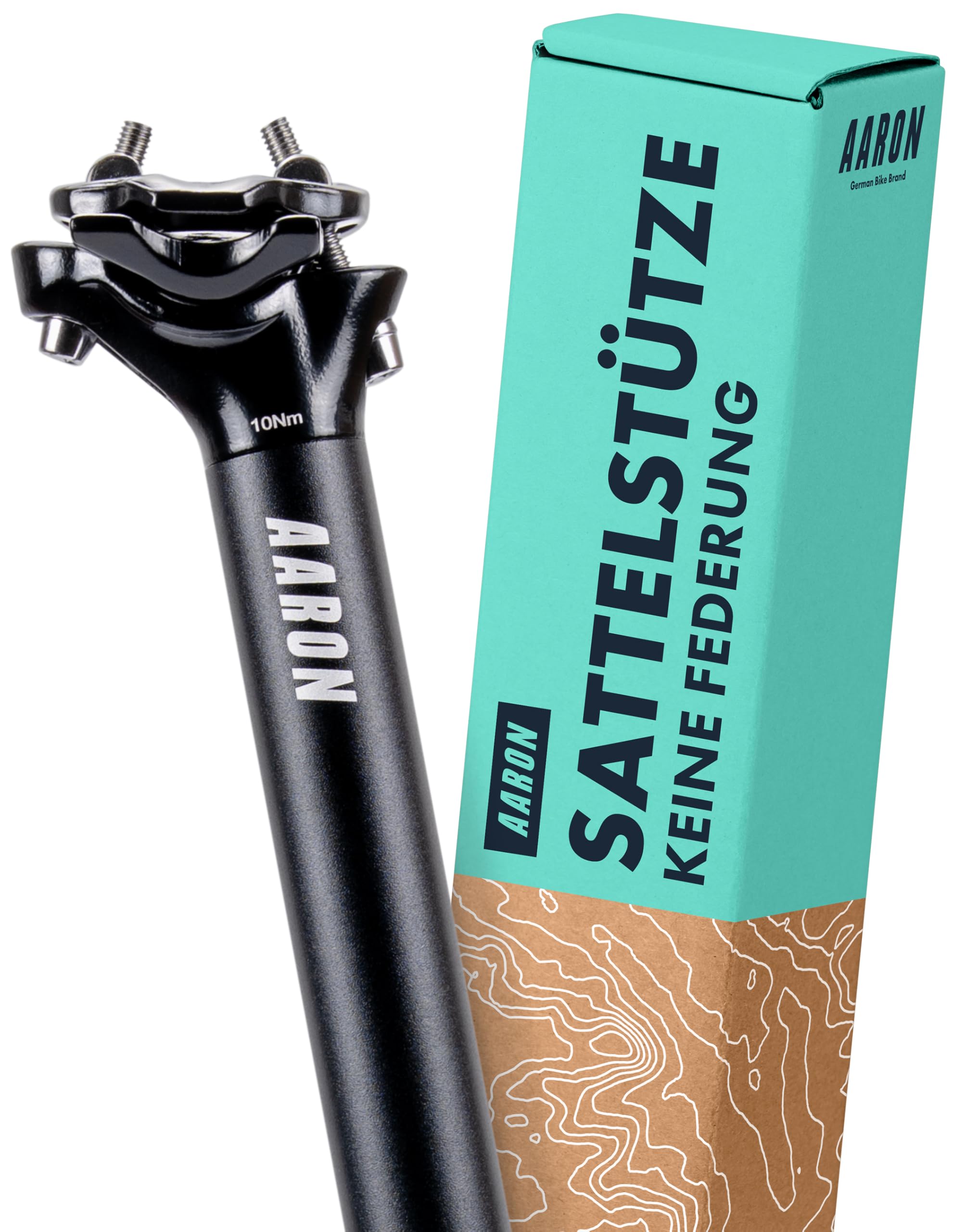 sattelstütze ausbohren AARON Post mit 30,9 mm Durchmesser, Aluminium Sattelrohr mit 350 mm Länge, Stütze für Cityrad, Trekkingrad, Tourenrad und Mountainbike mit Skala in Schwarz Sport & Freizeit Knacken bei Belastung colour-light-blue Color:Dark Natural