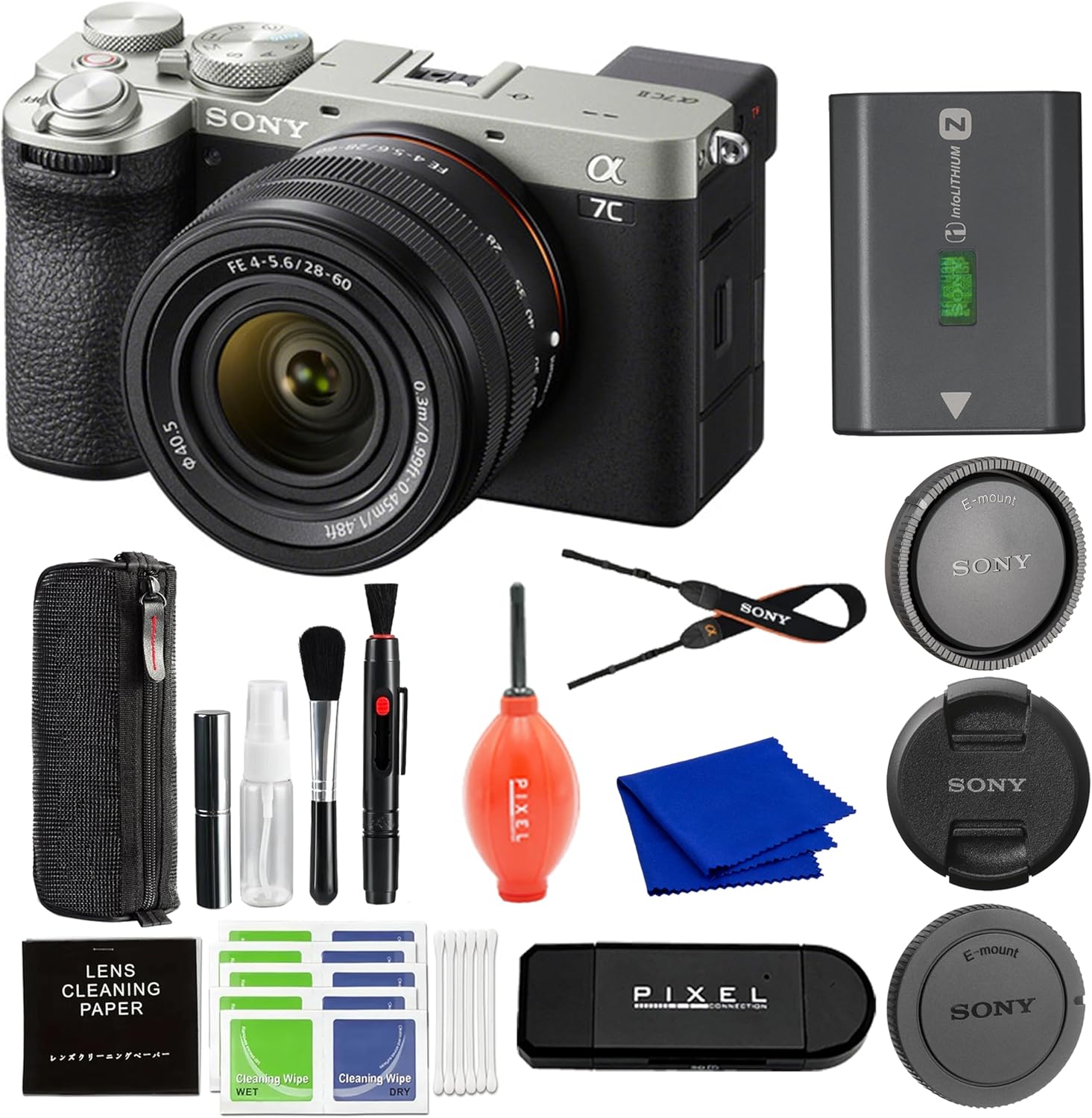 Sony Alpha 7C II Full-Frame Camera with 28-60mm Lens (Silver) Bundle with Advanced Accessories | Sony a7C II Lens Kit