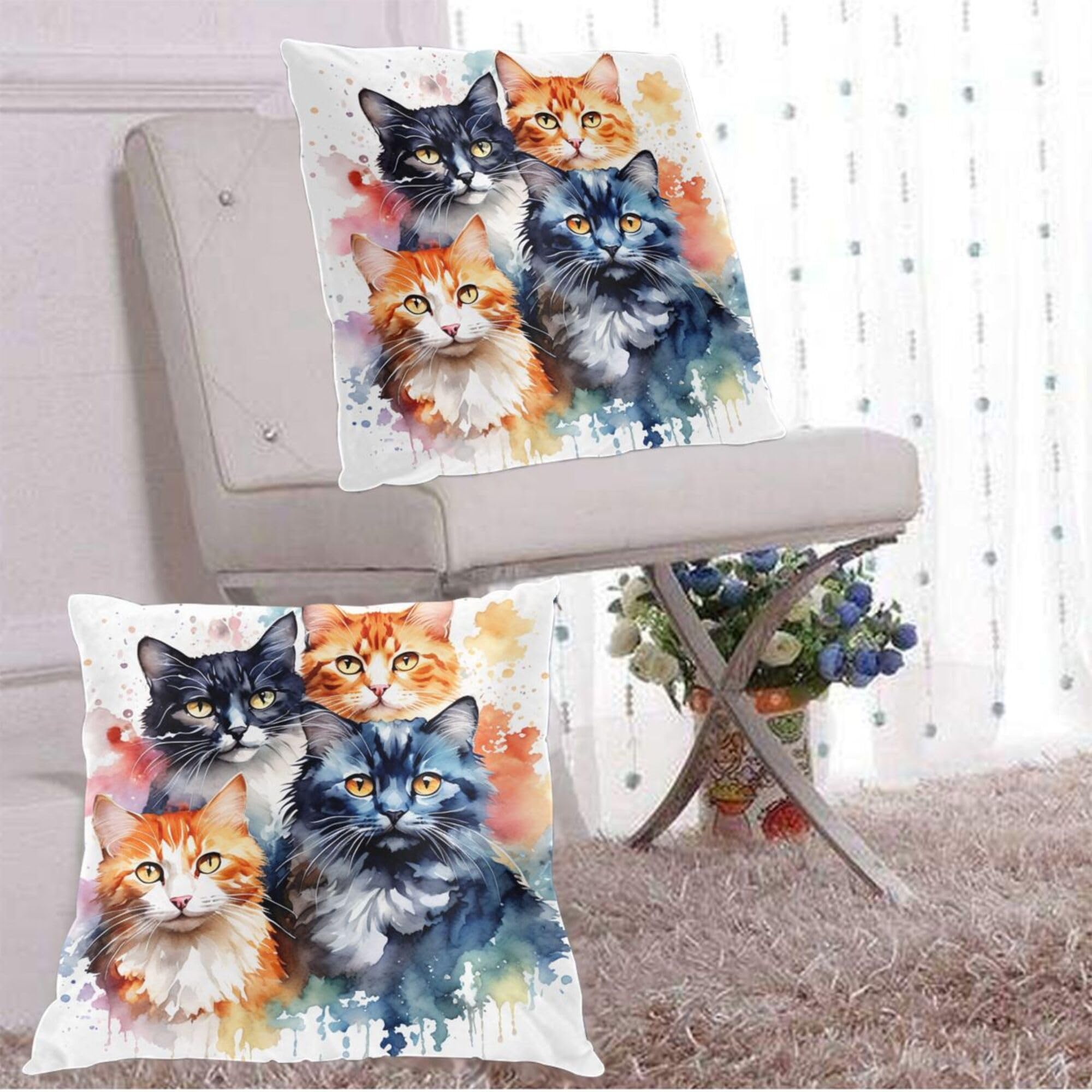 Amazon.co.jp: OHORTEB 猫 クッションカバー 2枚 かわいい デザイン