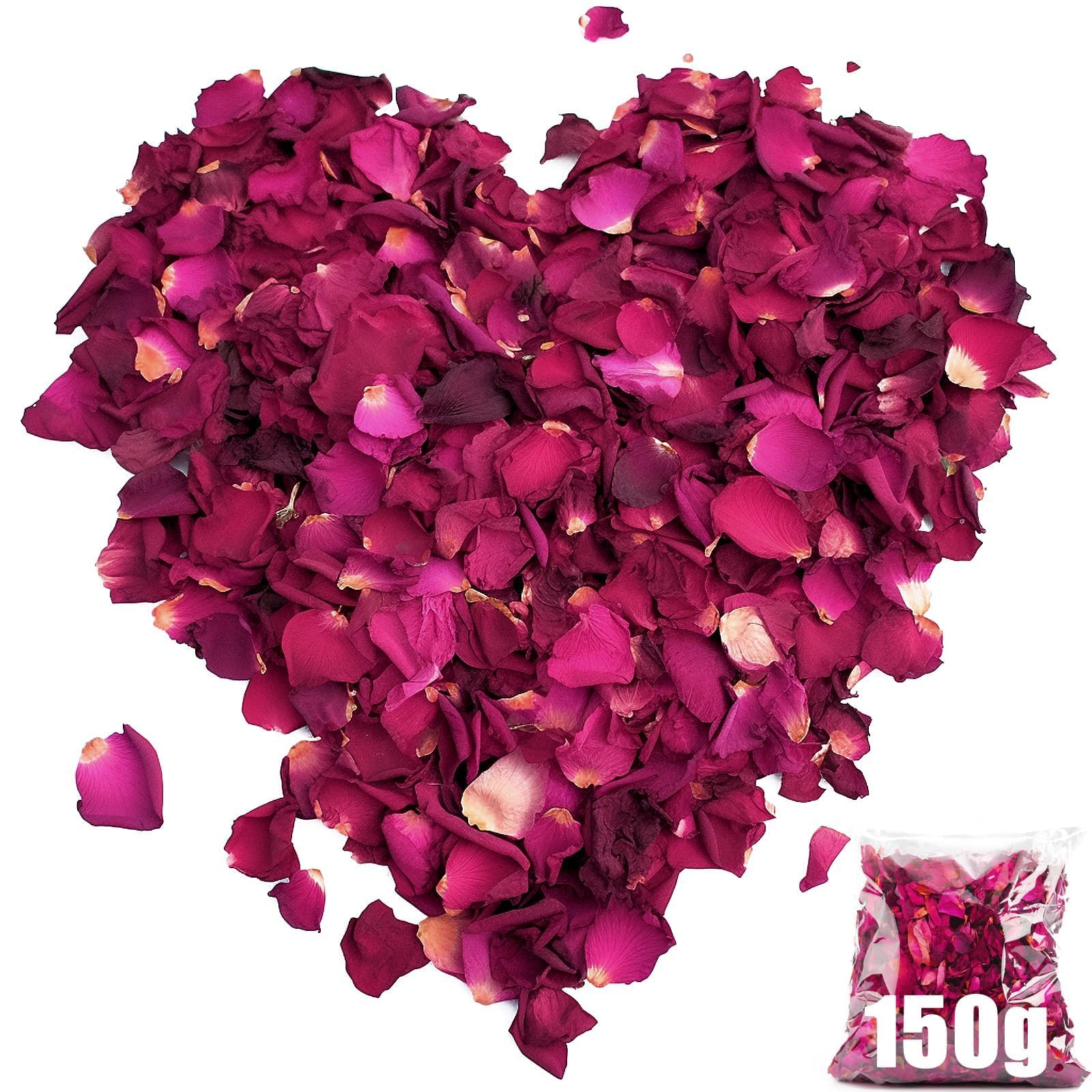 Mbsomnus 150G (60 Invitados) Pétalos de Rosa Secos Naturales Pétalos de Rosa Petalos Boda para Pies Baño Cuerpo Boda Confeti Hogar Fragancia DIY Artesanías Accesorios de Manualidades Biodegradables