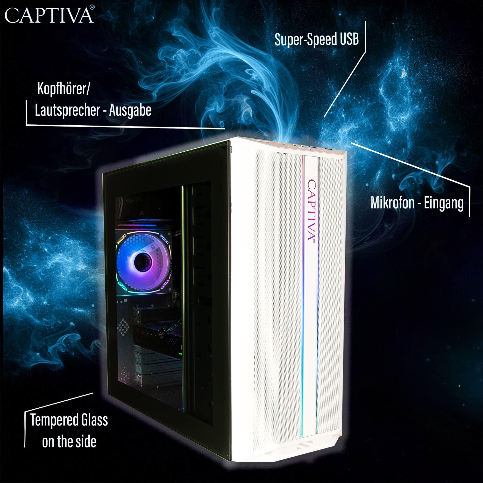 Captiva PC Entry Gaming I10-0616 (i5-14400F/RTX5060 8GB GDDR7/SSD 500GB/4TB/32GB/WLAN/w/o OS) (100616)