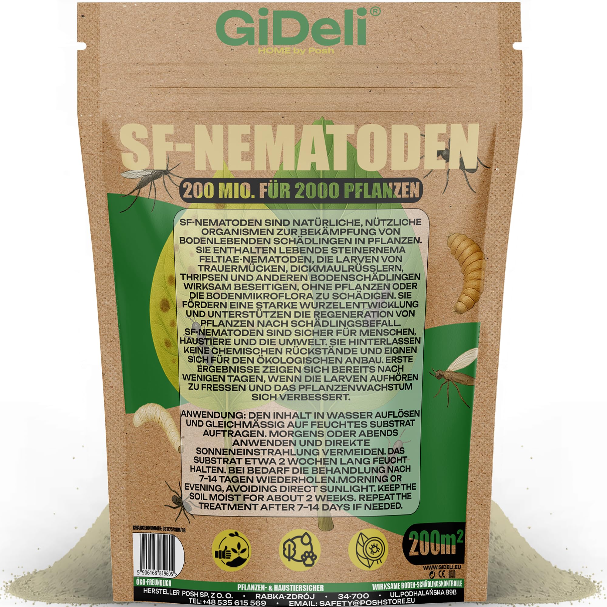 GiDeli SF Nematoden gegen Trauermücken 200 Mio, 2000 Pflanzen / 200 m²