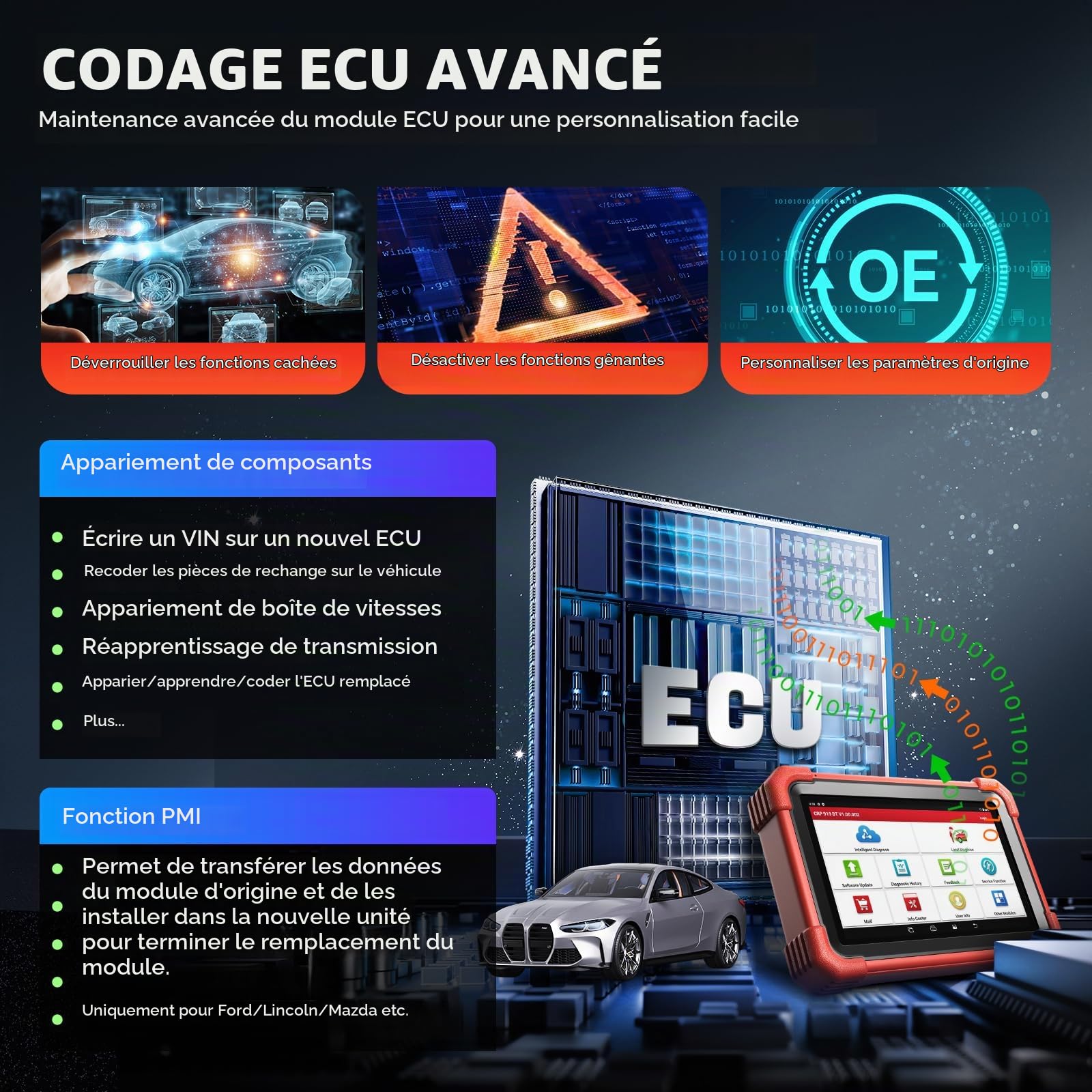 LAUNCH CRP919X BT Valise Diagnostic Auto Multimarque, OBD2 Bluetooth