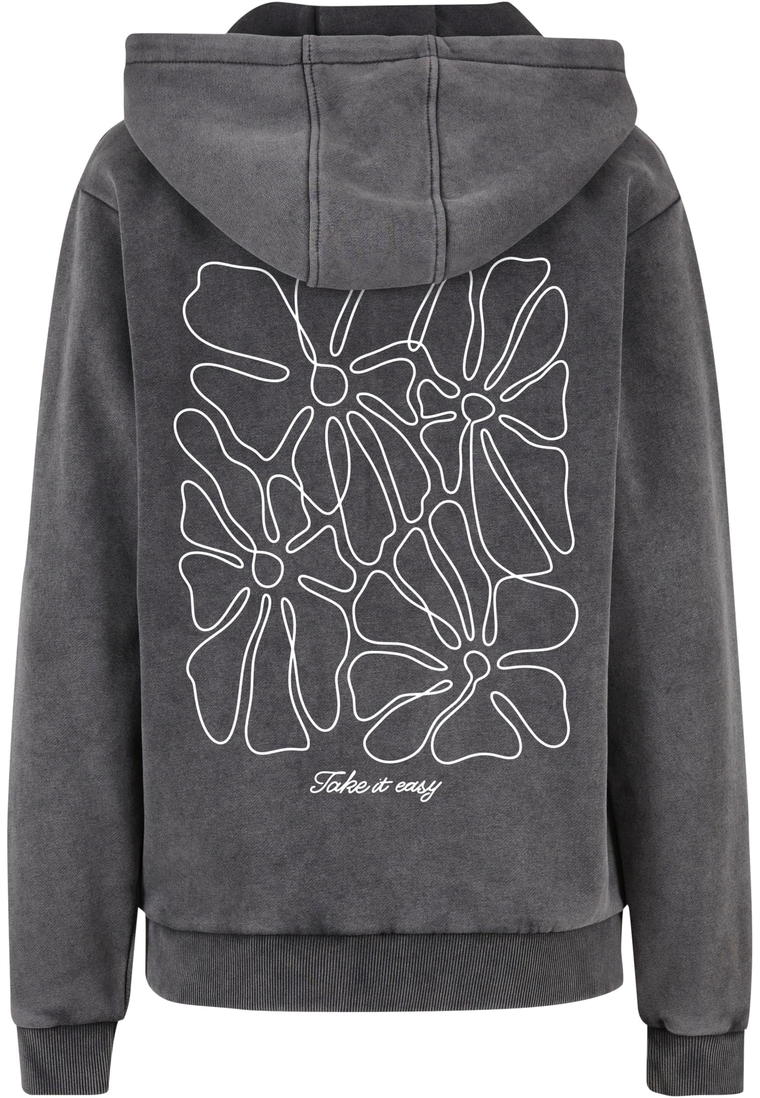 Mister Tee damska luźna bluza z kapturem One Line Flowers – bluza z kapturem w stylu vintage z nadrukiem z przodu i z tyłu – ciężka bluza z kapturem w stylu oversize