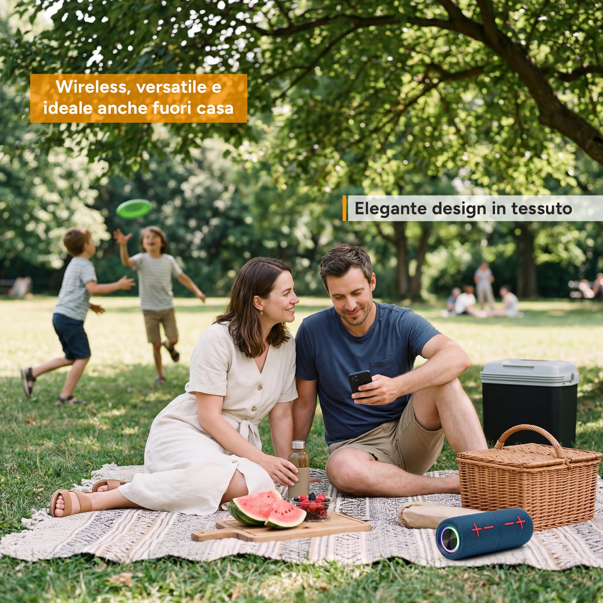 TZS First Austria - Altoparlante Bluetooth 2 in 1 Magnetico 10W - Cassa TWS Senza Fili, Batteria 2400mAh, Impermeabile IPX5, Raggio 10m - Speaker Portatile per Feste e Outdoor - Blu