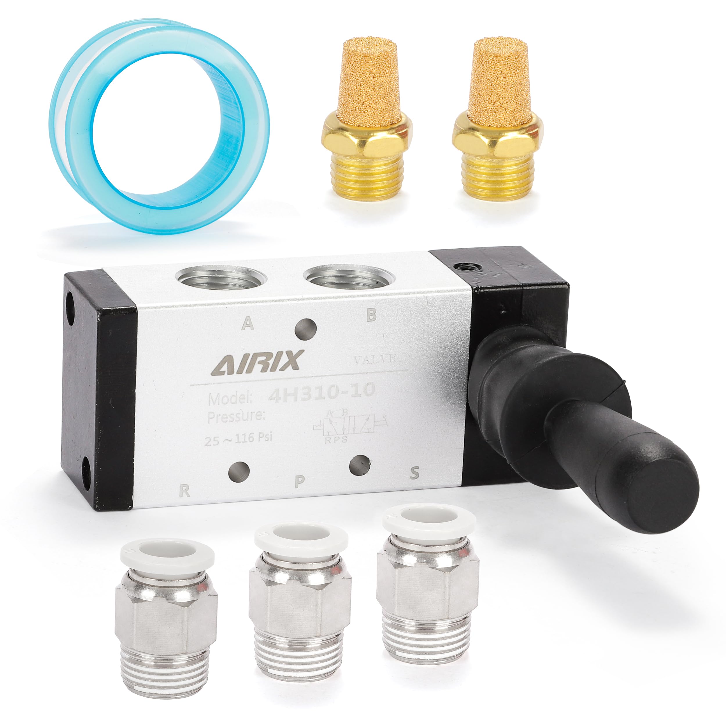 3/8" NPT Hand Lever Valve 4H310-10, 5-Port 2-Position Manual Valve