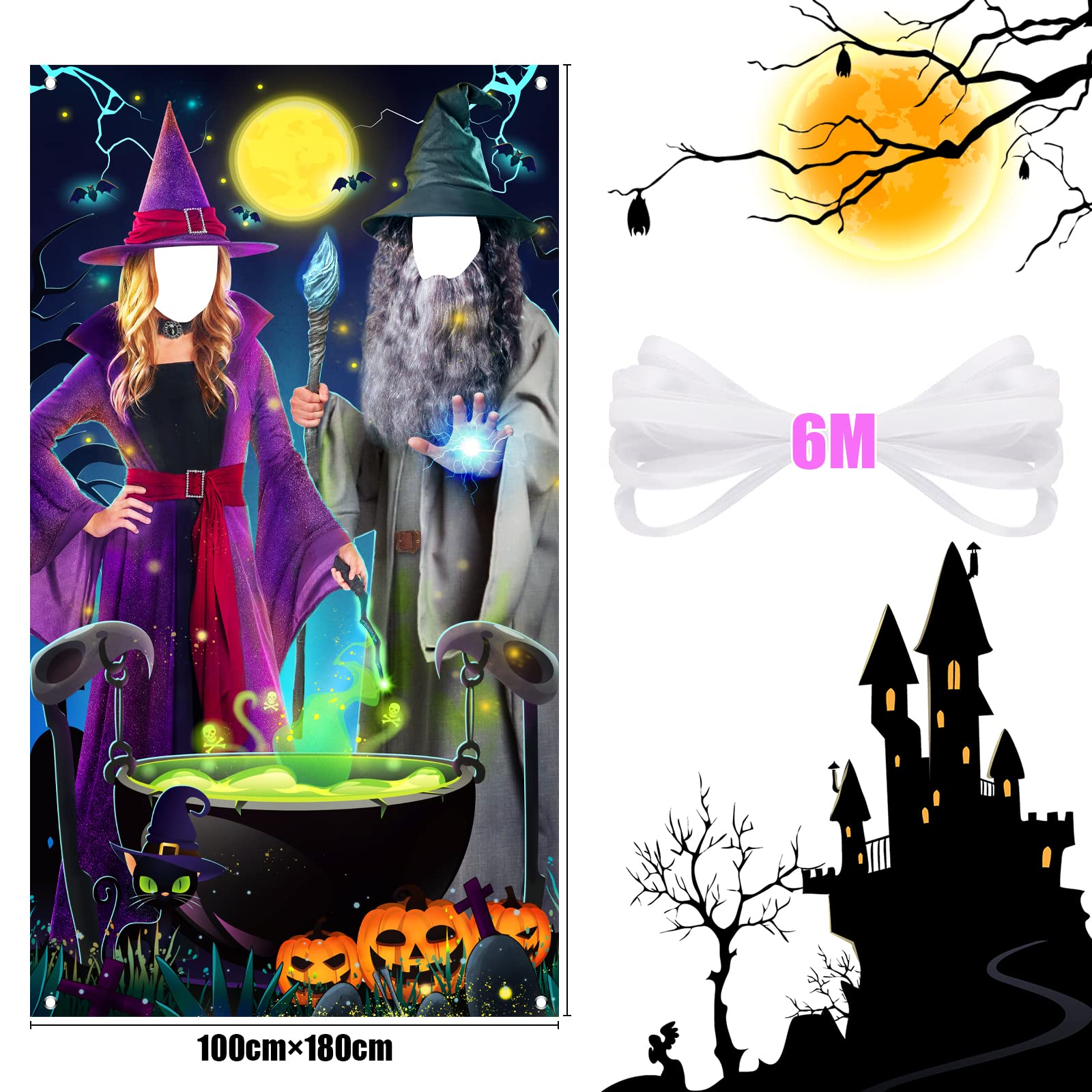 Moukeren Halloween Hexentürabdeckung – Ca. 182x75 Cm, Polyester, Für Tür, Fenster & Wand