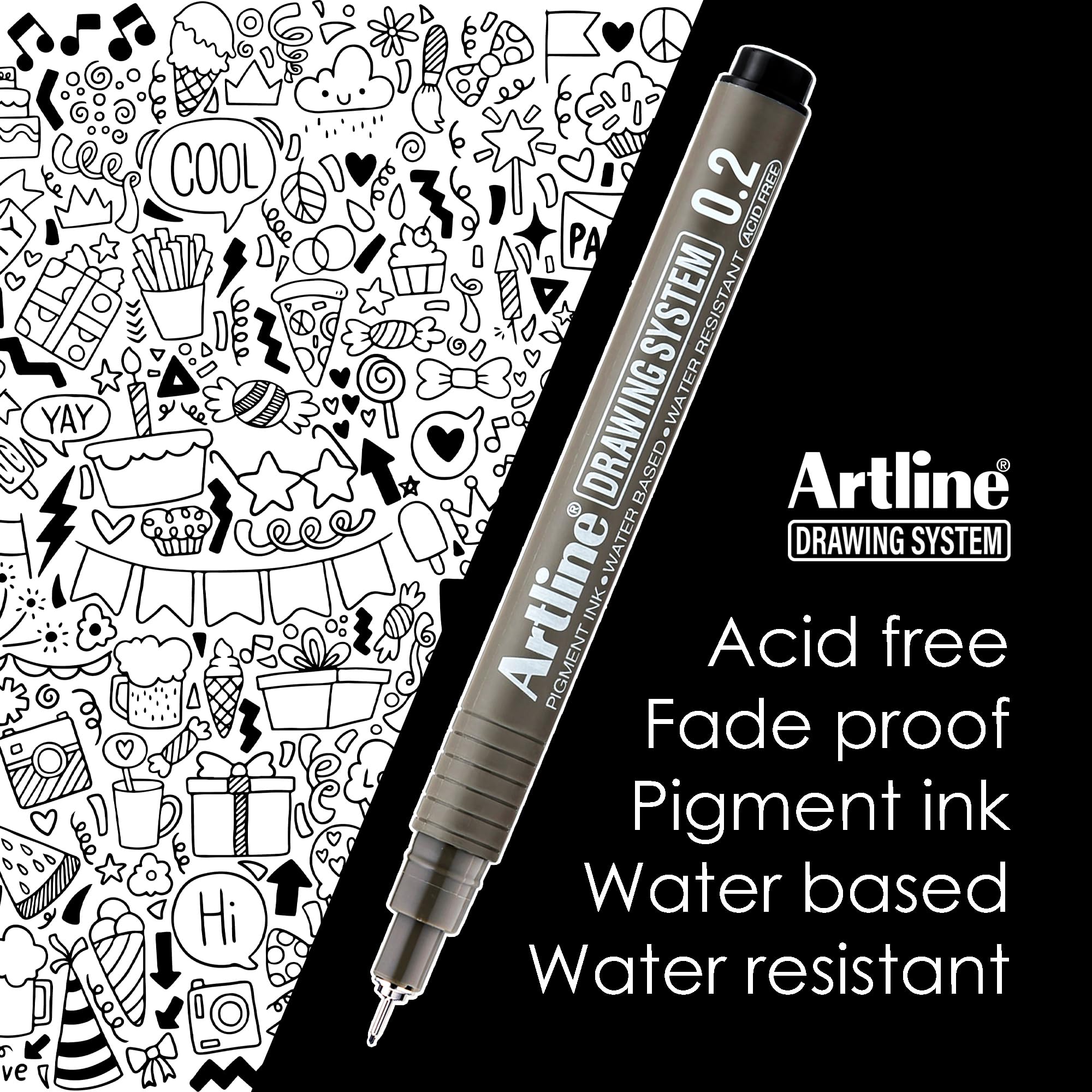 Artline Drawing System Pen Black Ink Assorted Pack Of 4 (0.2,0.4,0.6,0.8) by Anmol Art & Frames - Image 3 thumbnail