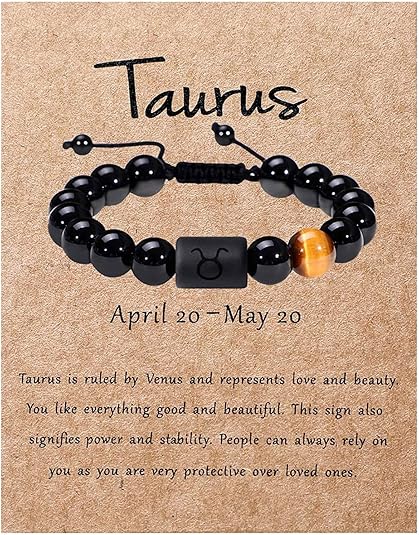 SUMMER LOVE Father's Day Gifts Zodiac Bracelet for Men Women 10mm Natural Black Onyx Stone Star Sign Constellation Beaded Protection Bracelet