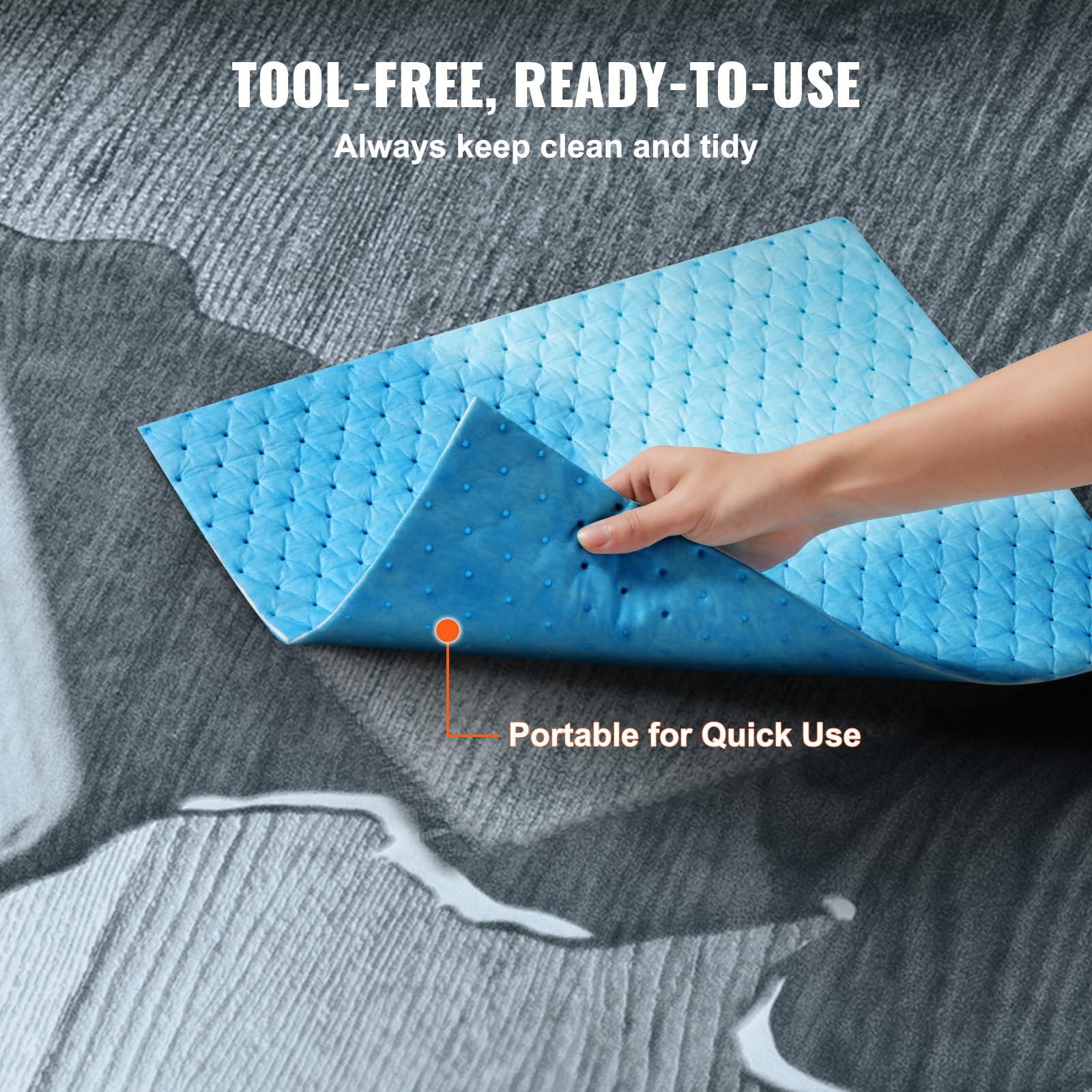 VEVOR Saugpads Wasserabsorbierende Matte 30 Stk 380x480x5 mm Polypropylen Blau 6 Gal