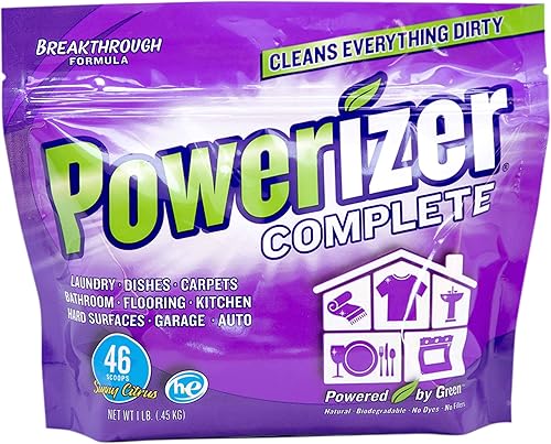 Powerizer Detergente completo en polvo y limpiador multiusos | Detergente de 1 libra | 46 cucharadas | Jabón concentrado a base de plantas en polvo