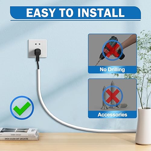 Miniatura 3 de Cable de pared para ocultar 78 pulgadas, cubierta de alambre autoadhesivo para paredes, corrector de cable de PVC flexible para el hogar y la